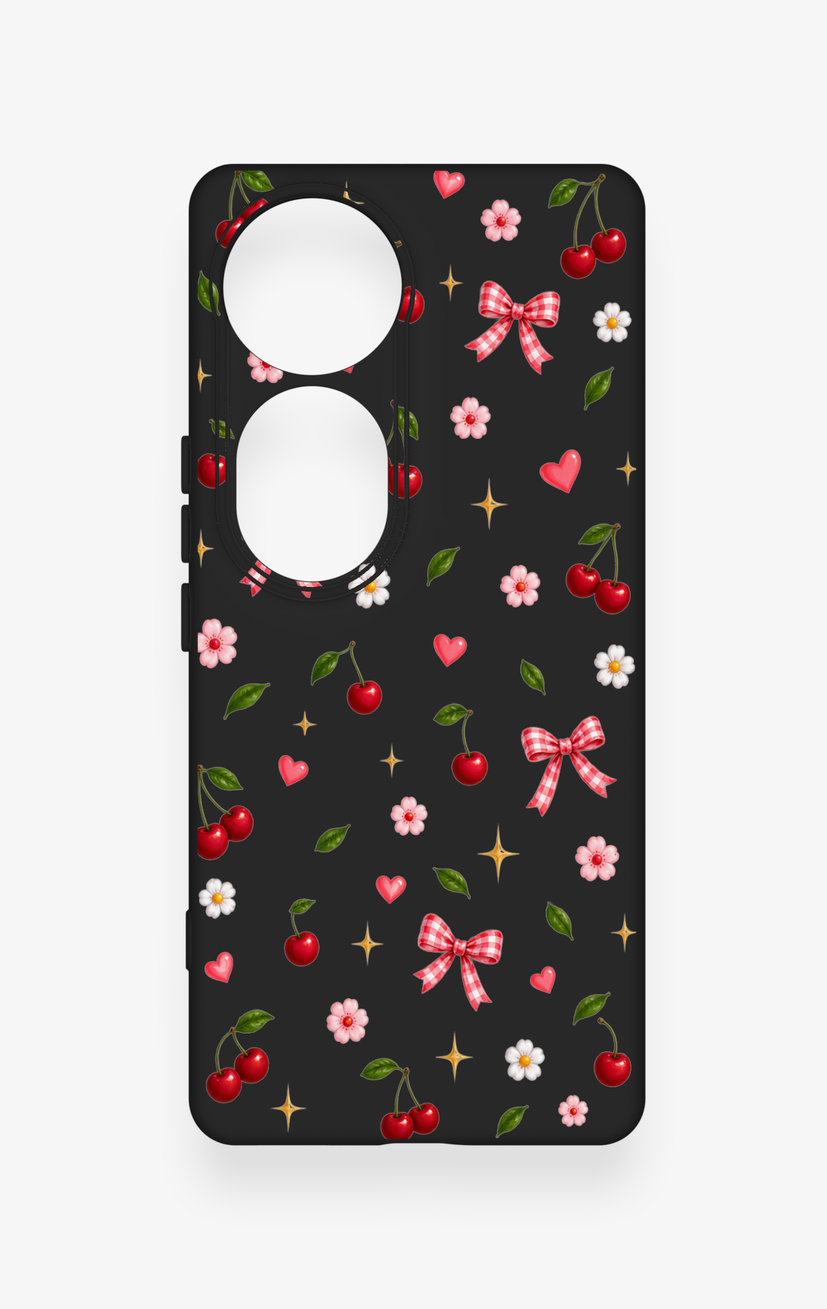 Vivo V40 Uyumlu Papatya Kiraz Fiyonk Desenli Silikon Kılıf