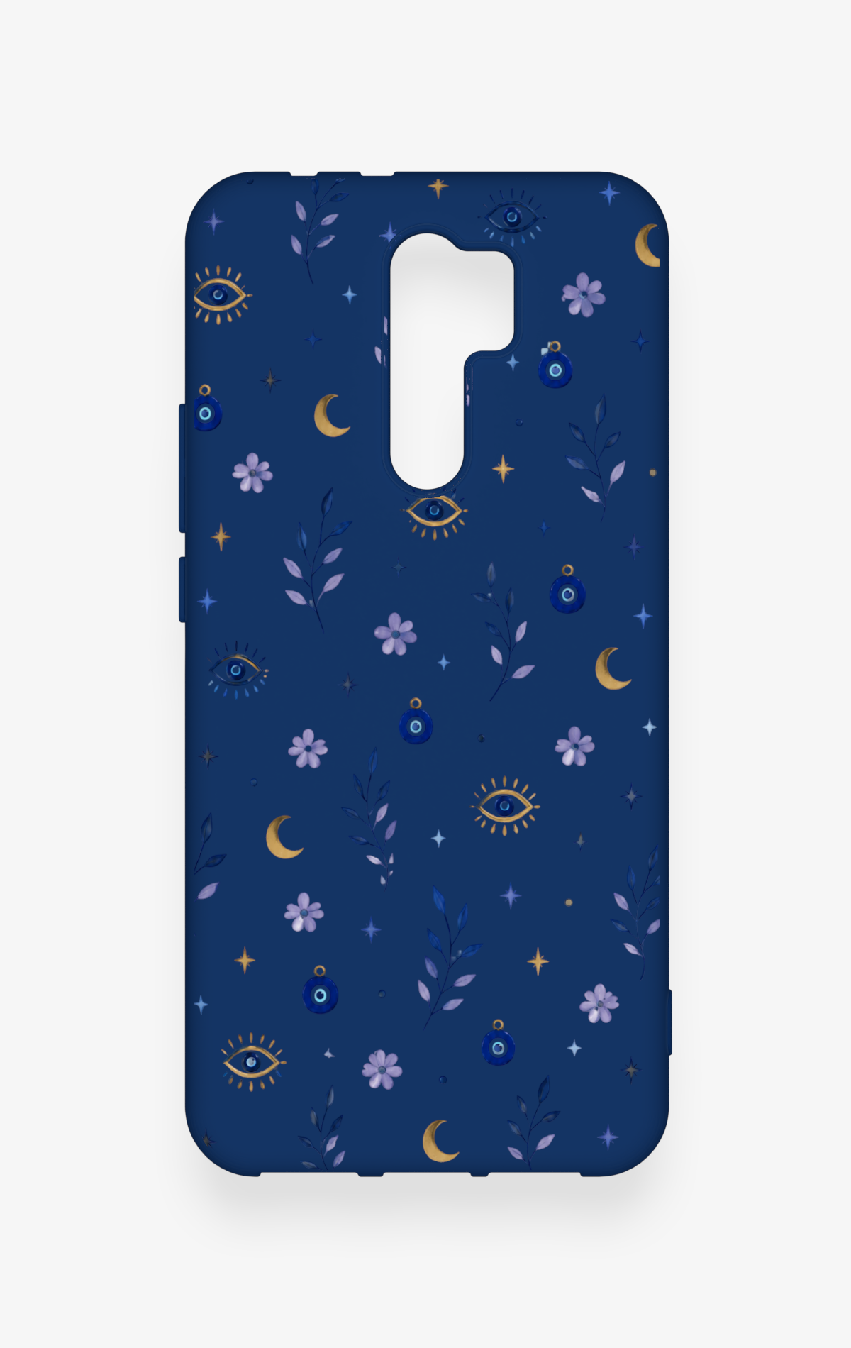 Redmi 9 Uyumlu Mavi Nazar Papatya Desenli Silikon Kılıf