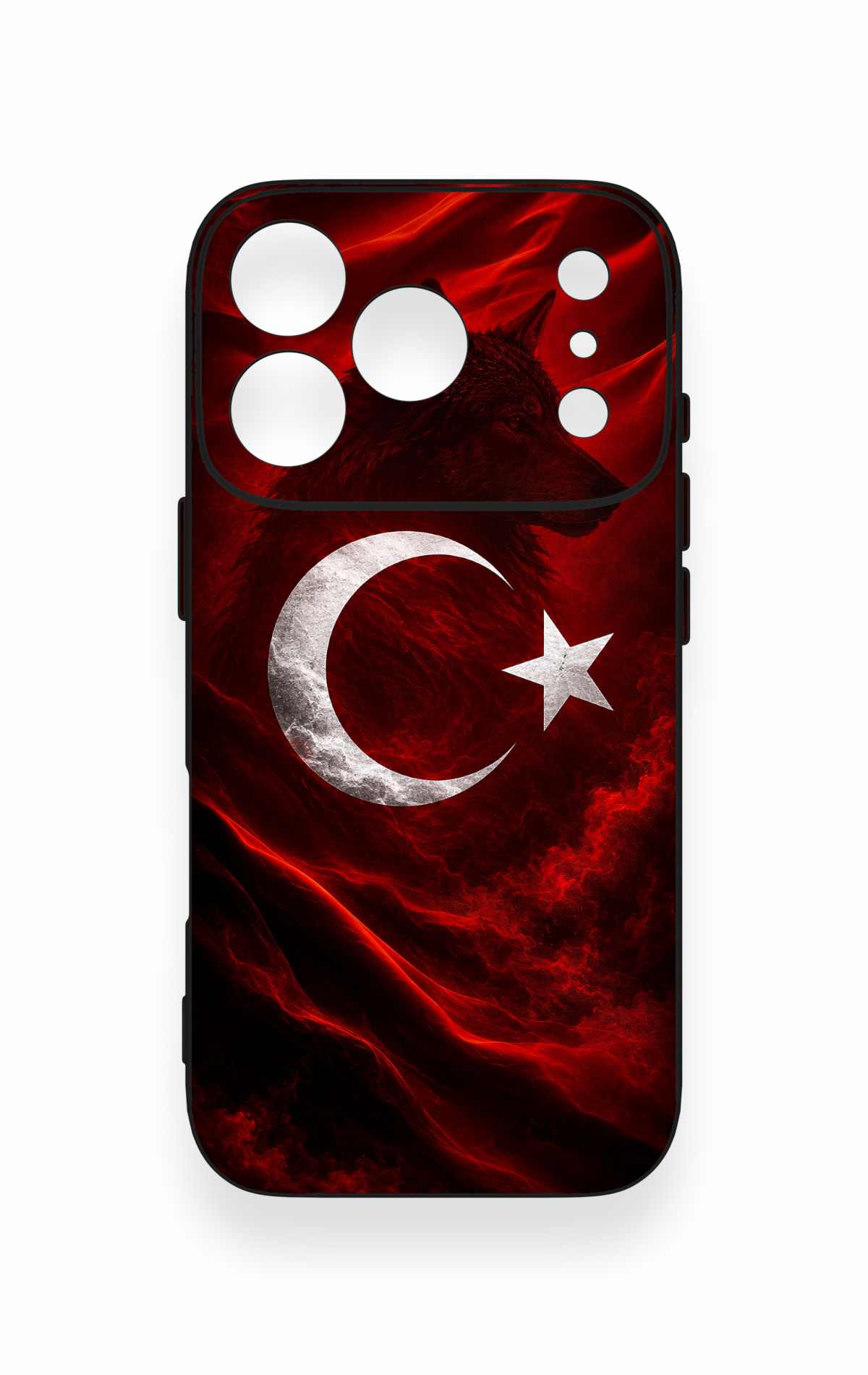 iPhone 17 Pro Uyumlu Kurt Türk Bayrağı Desenli Silikon Kılıf