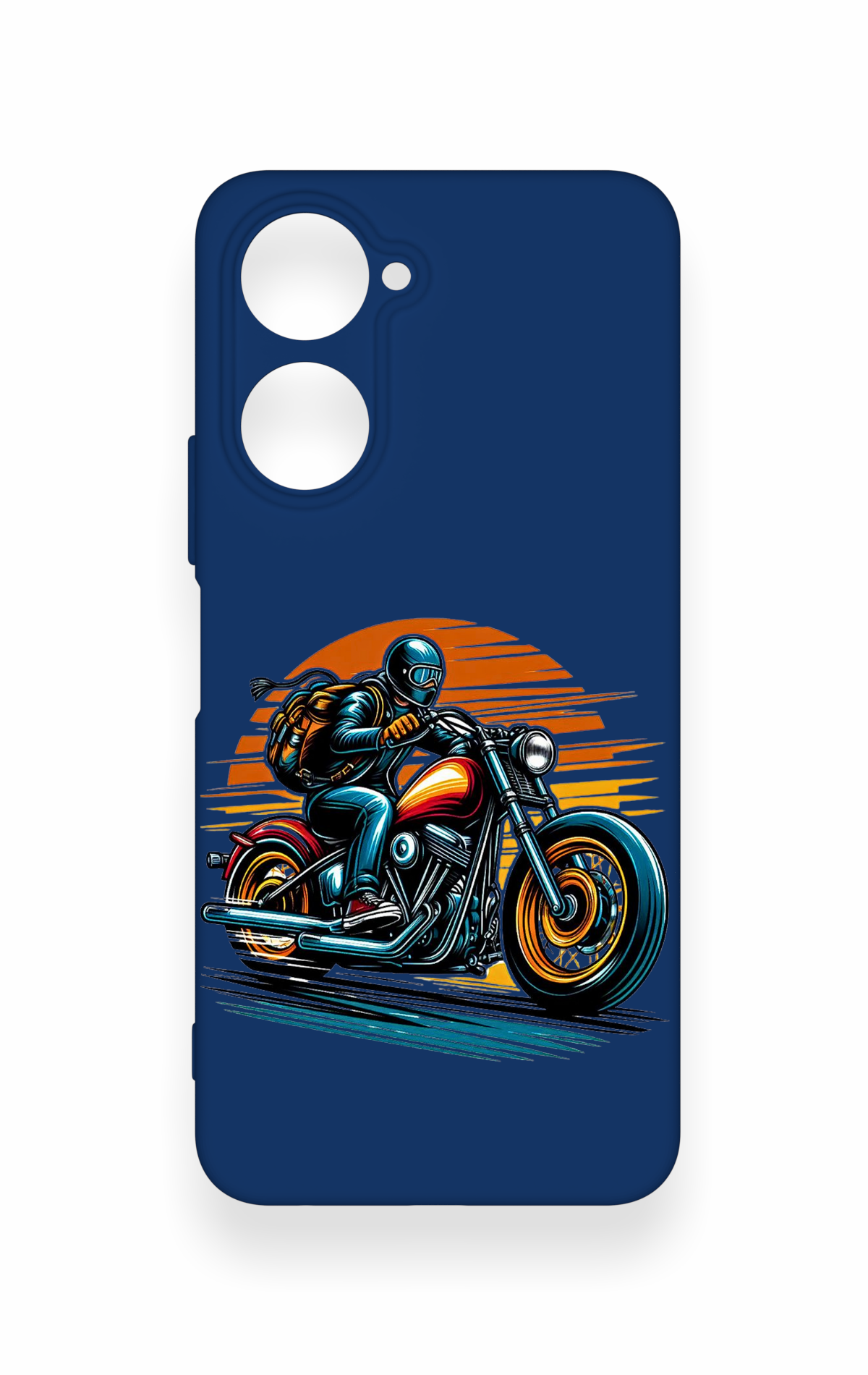 Vivo Y18 Uyumlu Moto Rider Desenli Silikon Kılıf