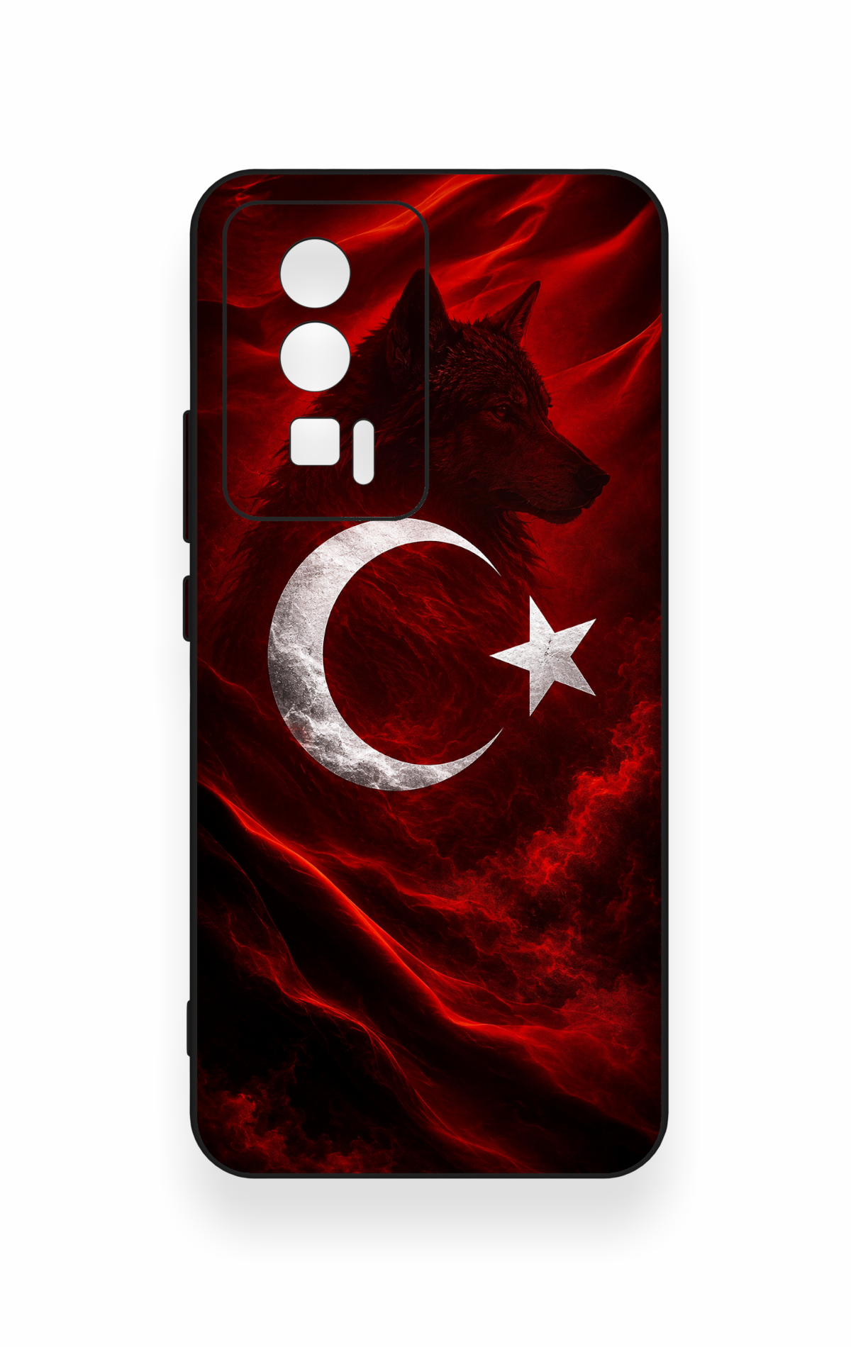Poco F5 Pro Uyumlu Kurt Türk Bayrağı Desenli Silikon Kılıf