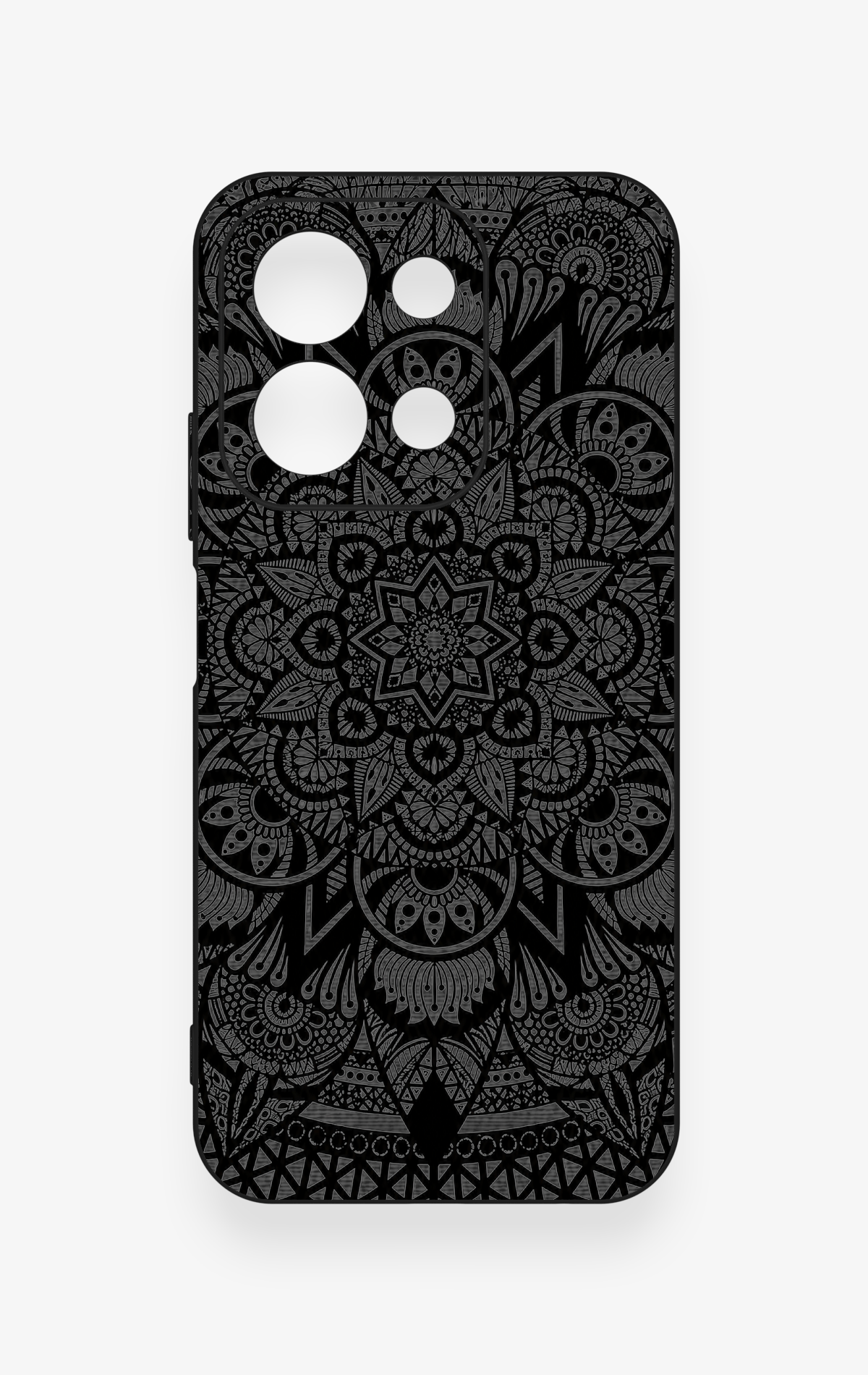 Redmi 15C 4G Uyumlu Siyah Beyaz Mandala Desenli Silikon Kılıf