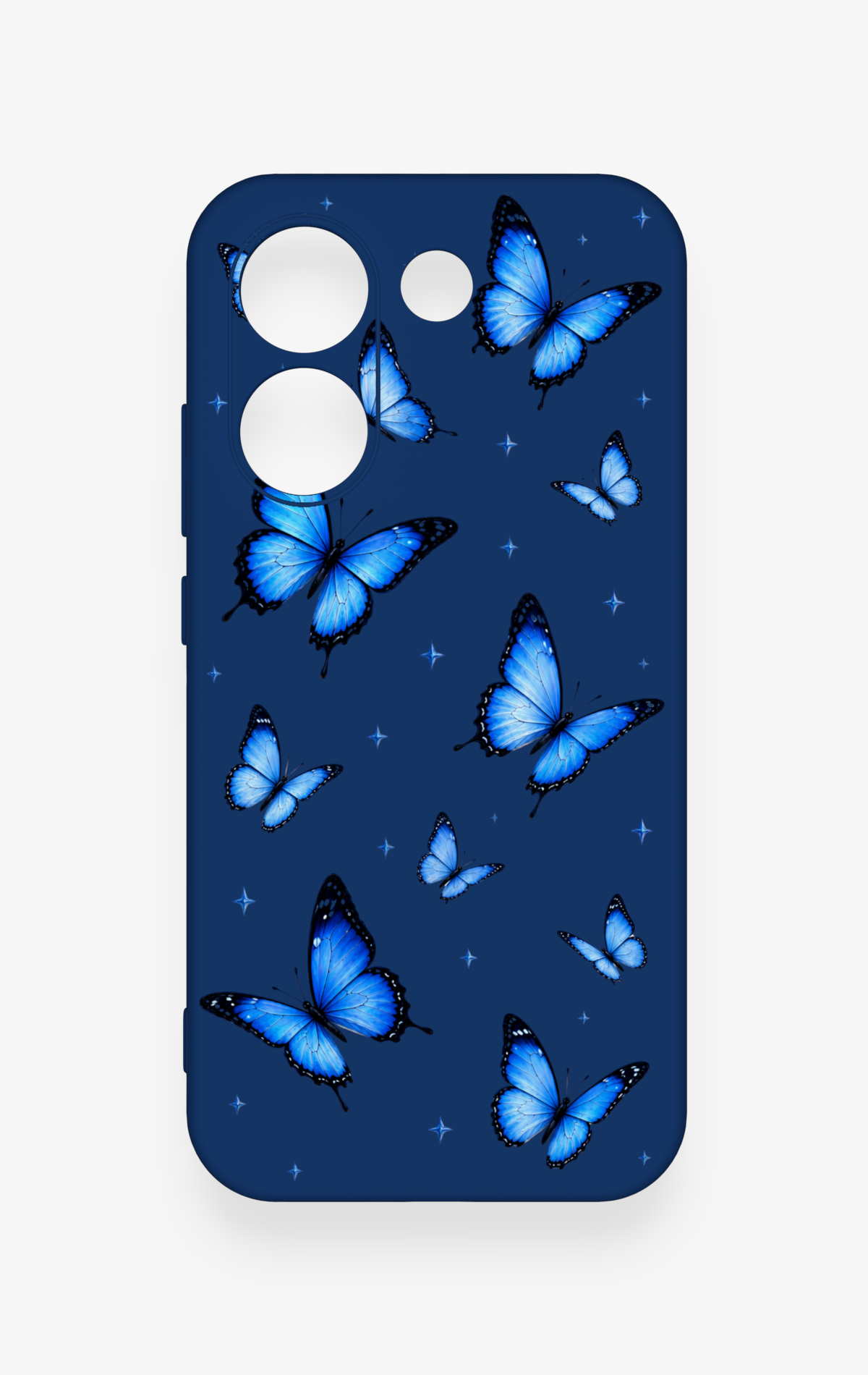 Poco X8 Pro Uyumlu Parlak Mavi Kelebek Desenli Silikon Kılıf