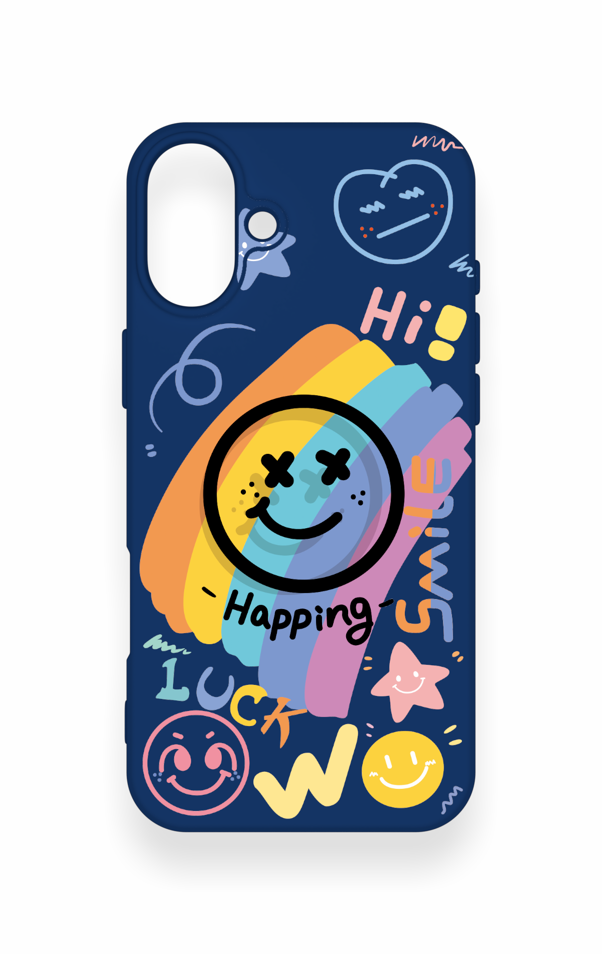 iPhone 16 Plus Uyumlu Happing Smile Desenli Silikon Kılıf