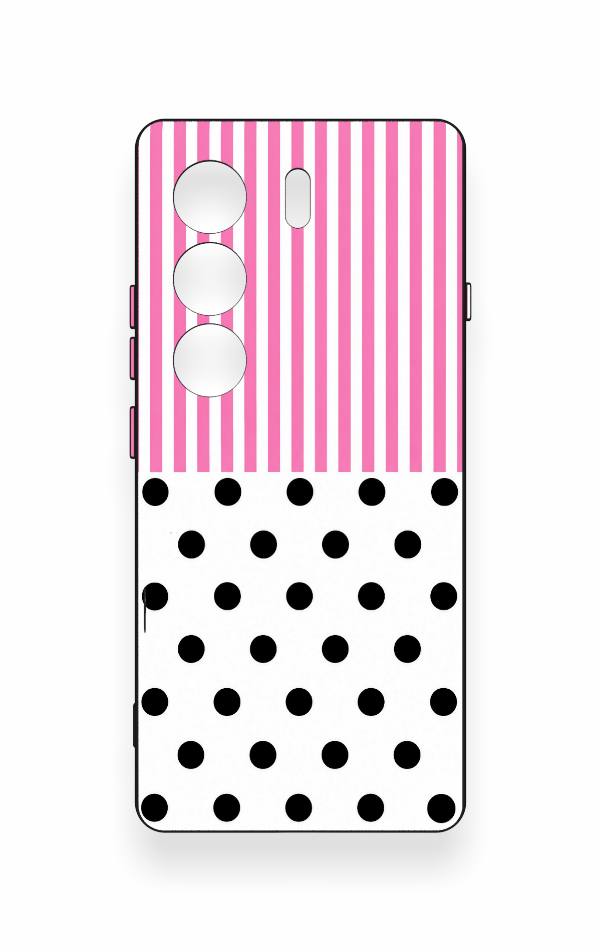 Tecno Camon 40 4G Uyumlu Pembe Çizgili Puantiye Desenli Silikon Kılıf