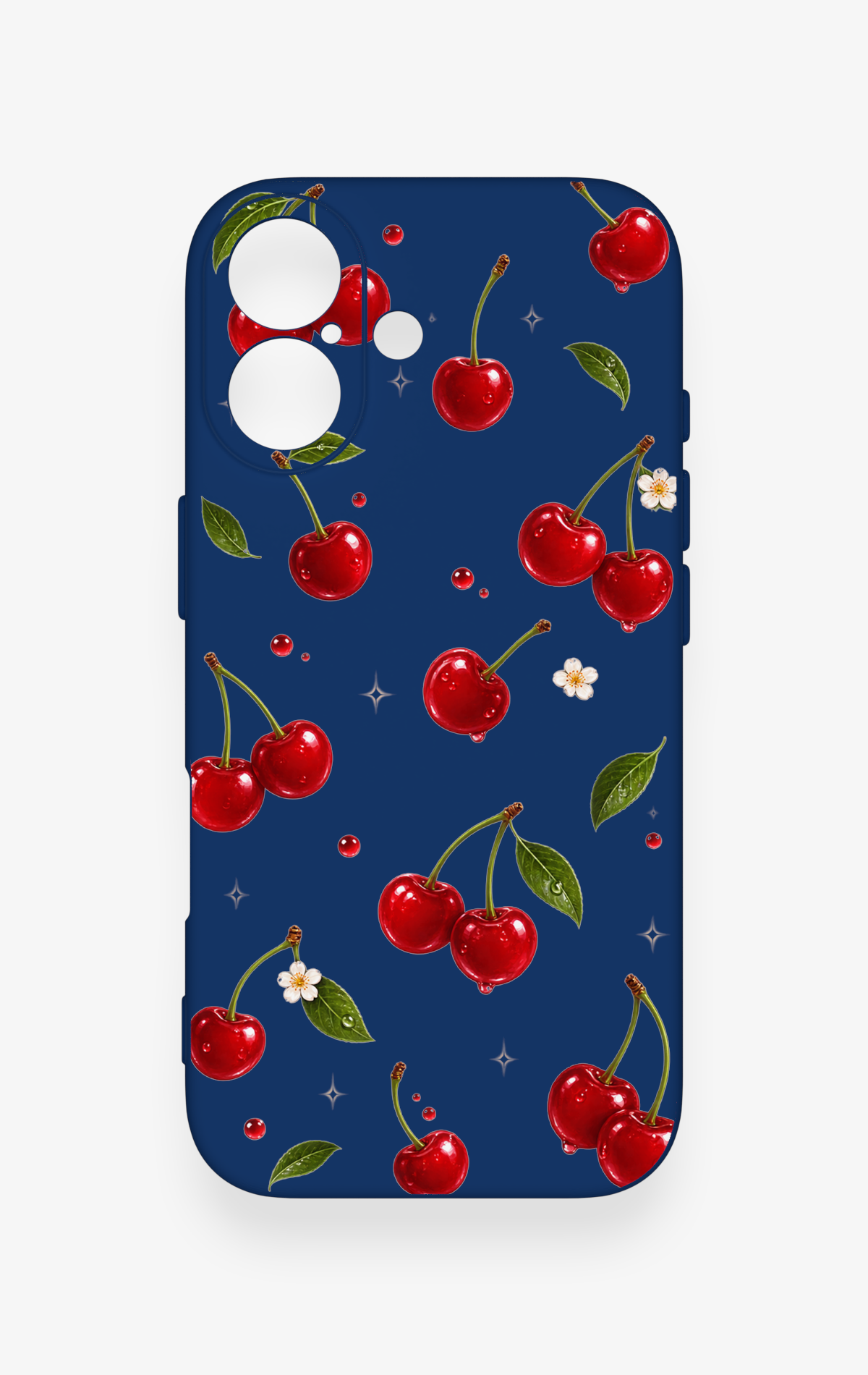 iPhone 17 Uyumlu Kiraz Papatya Desenli Silikon Kılıf