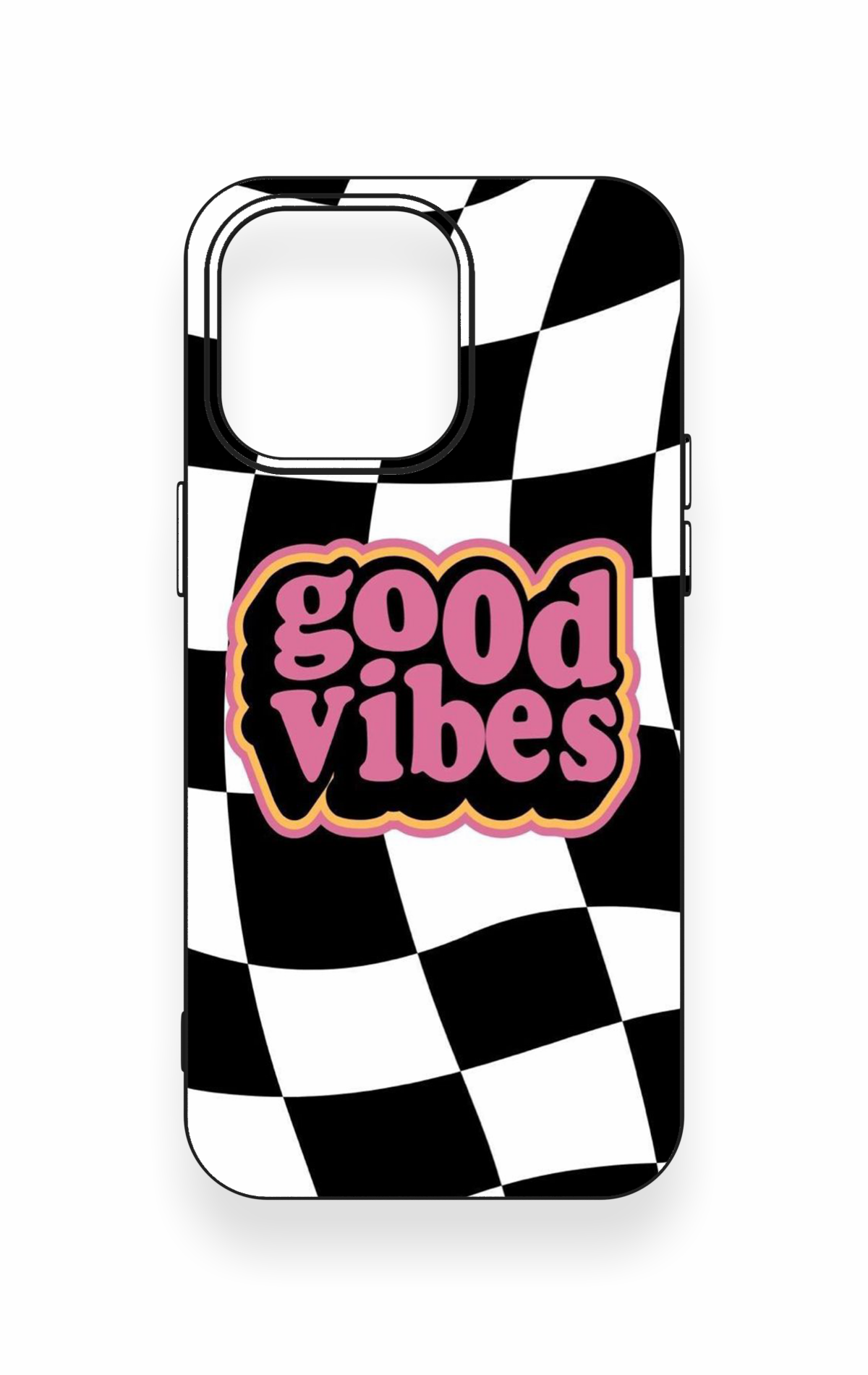iPhone 15 Pro Max Uyumlu Black Good Vibes Desenli Silikon Kılıf