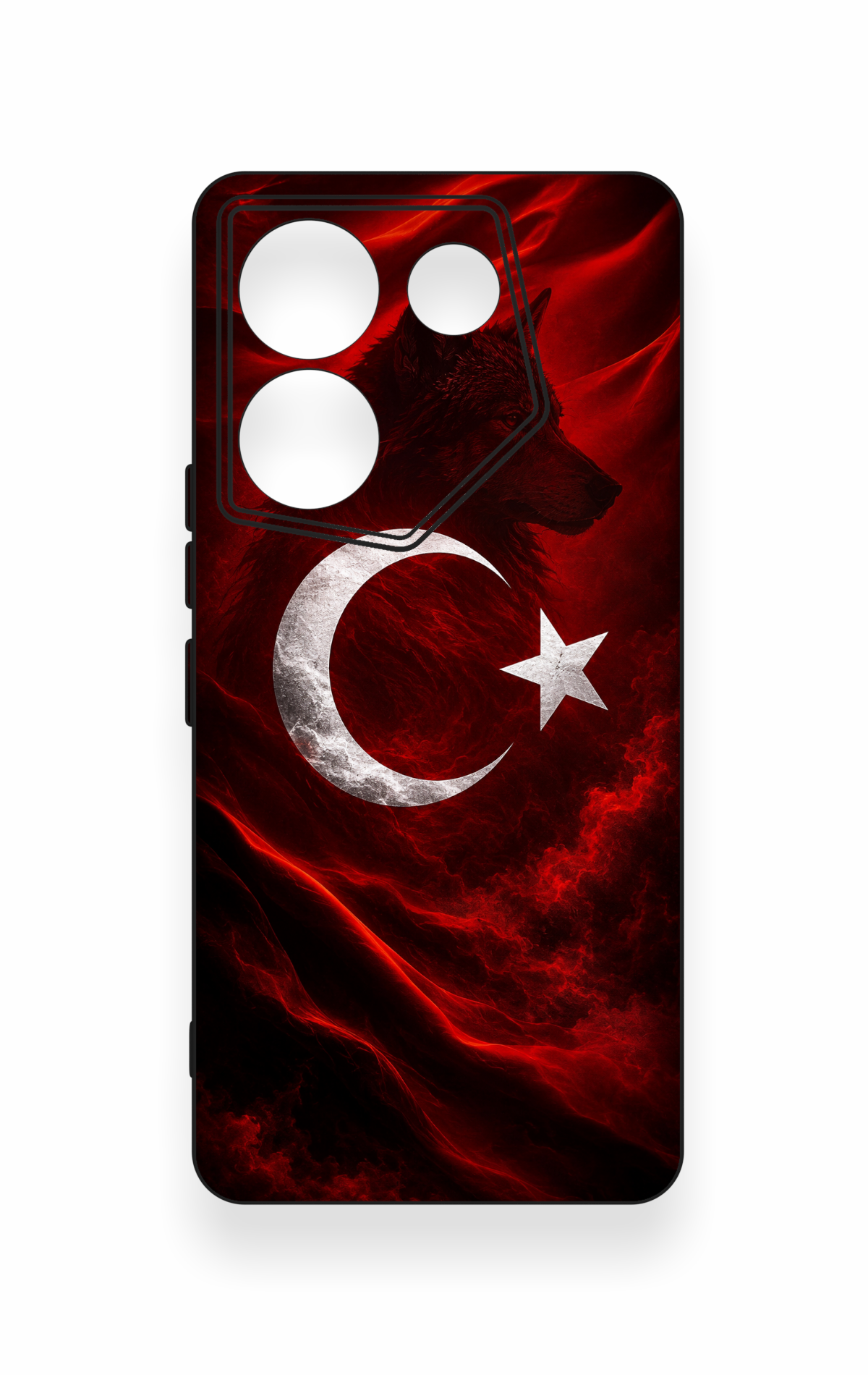 Tecno Caman 20 Pro 5G Uyumlu Kurt Türk Bayrağı Desenli Silikon Kılıf