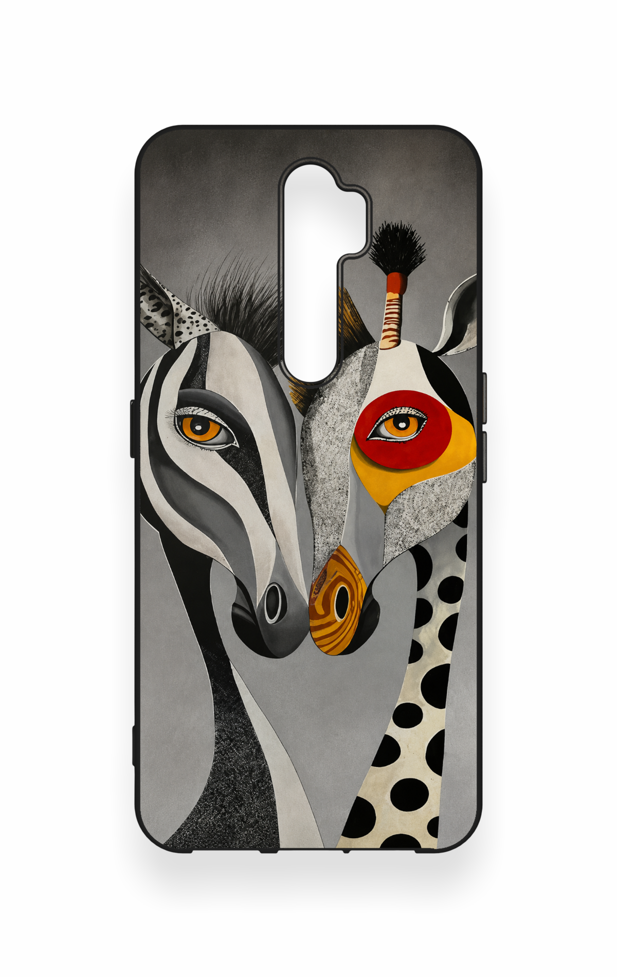 Oppo A5 2020 Uyumlu Zebra ve Zürafa Desenli Silikon Kılıf