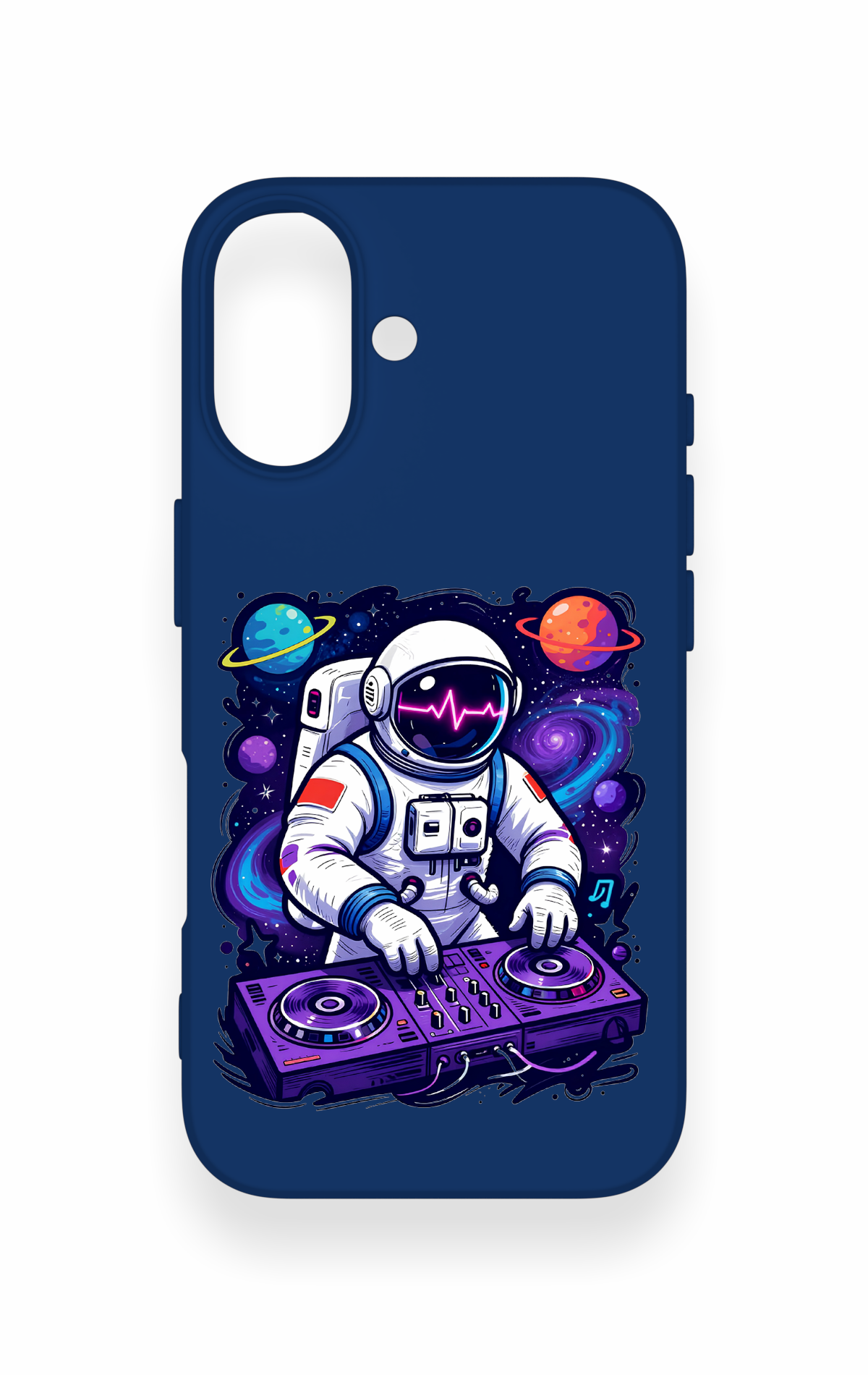 iPhone 16 Uyumlu Astronot DJ Desenli Silikon Kılıf