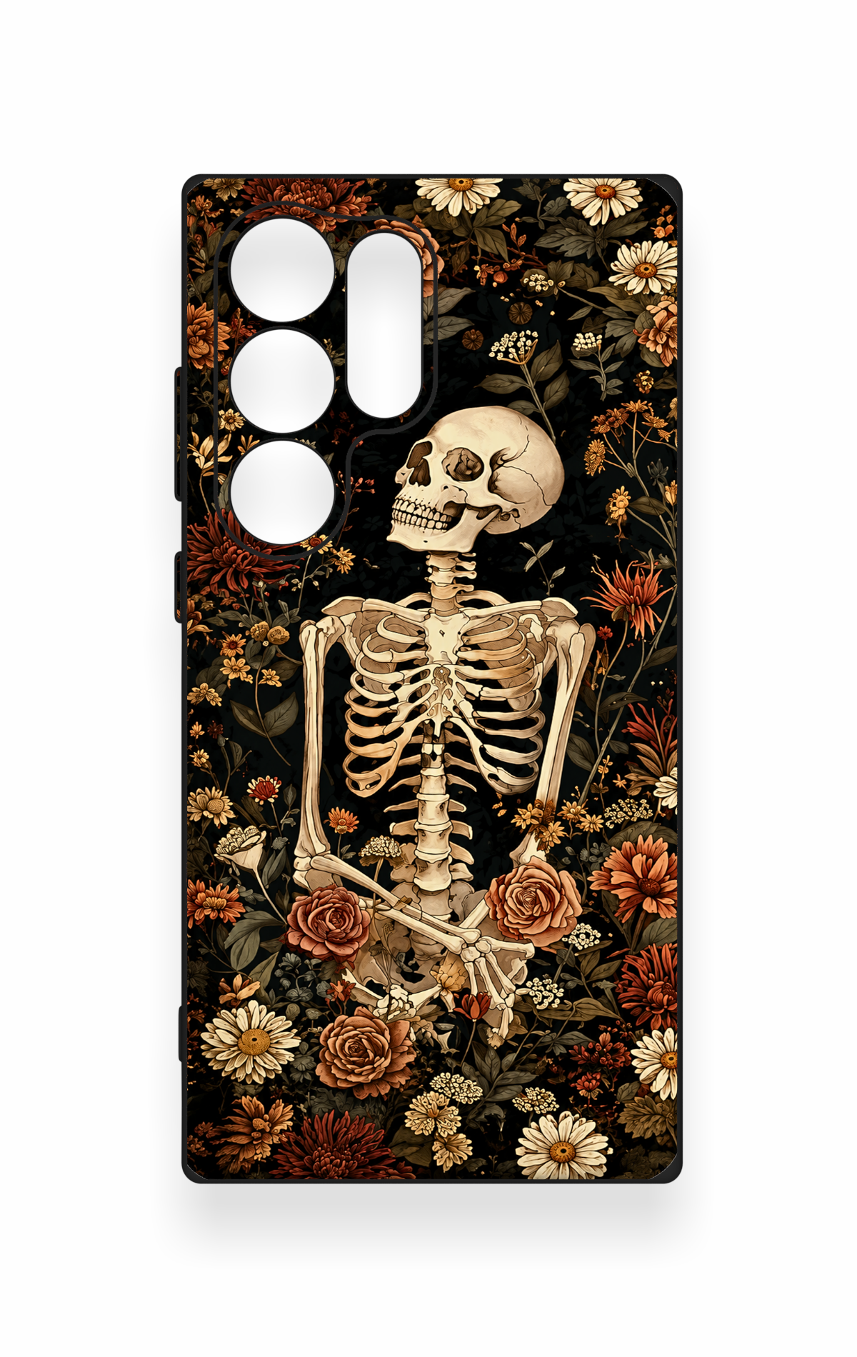Samsung S24 Ultra Uyumlu Çiçek İskelet Desenli Silikon Kılıf
