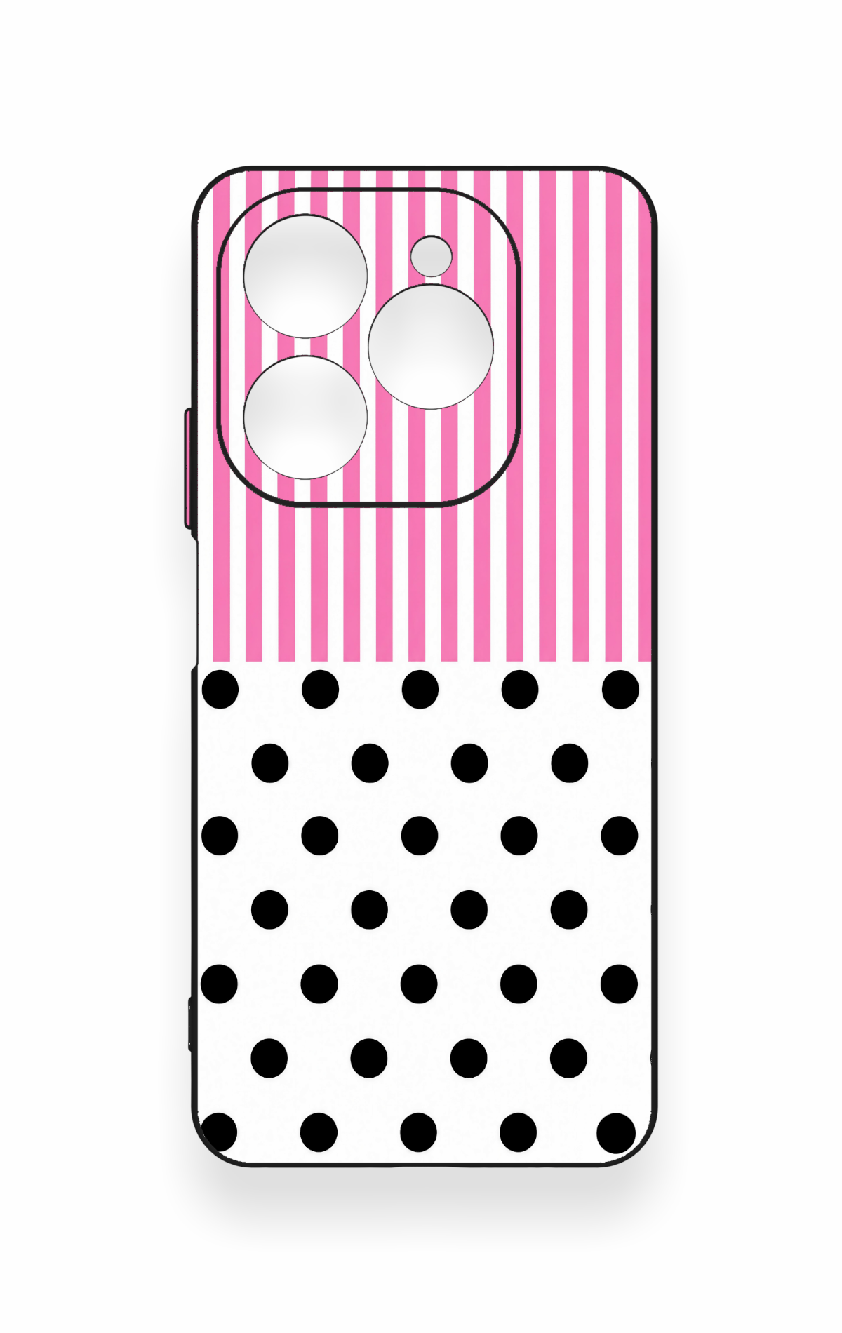 Tecno Spark 20 Pro Uyumlu Pembe Çizgili Puantiye Desenli Silikon Kılıf