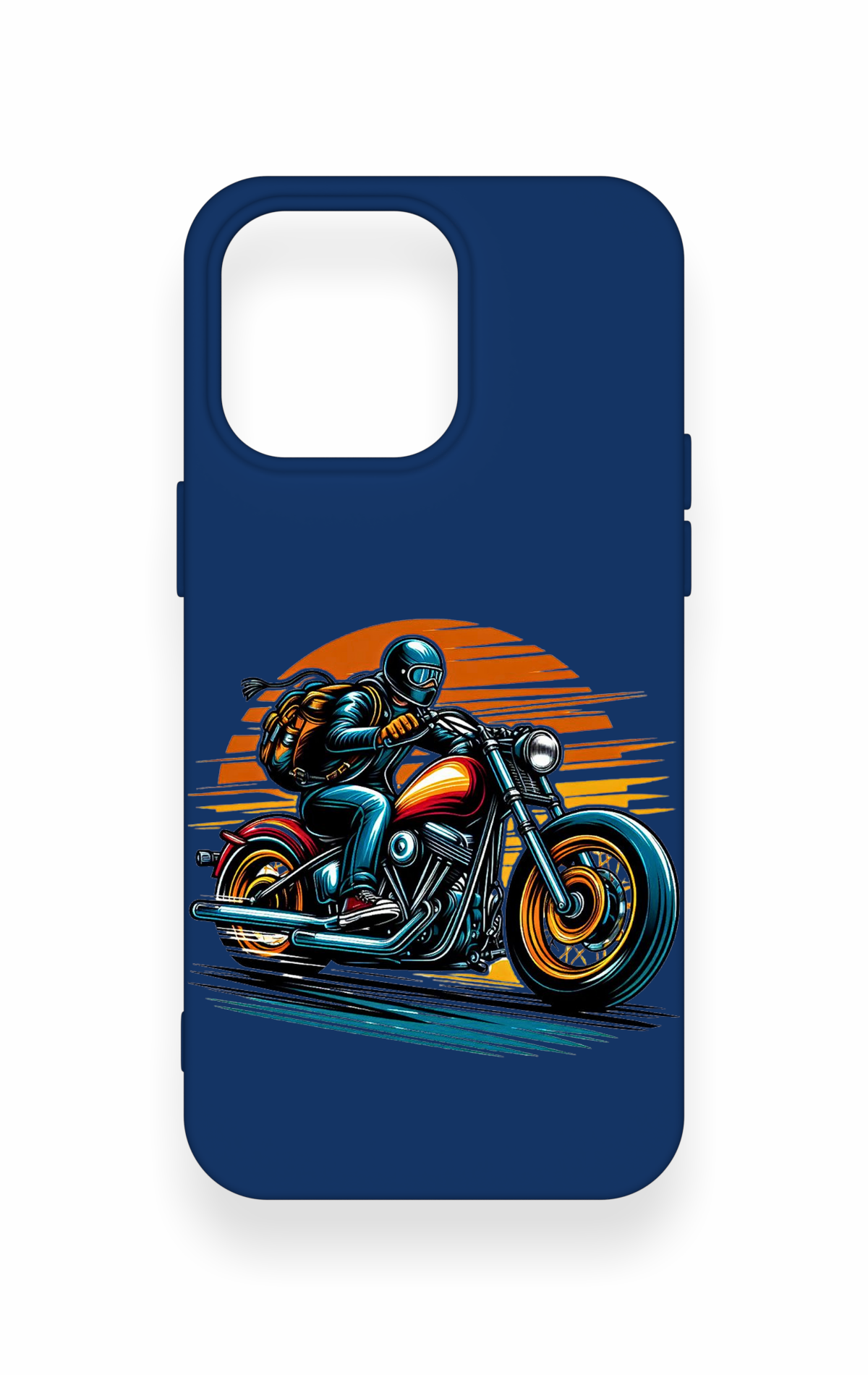 iPhone 15 Pro Max Uyumlu Moto Rider Desenli Silikon Kılıf