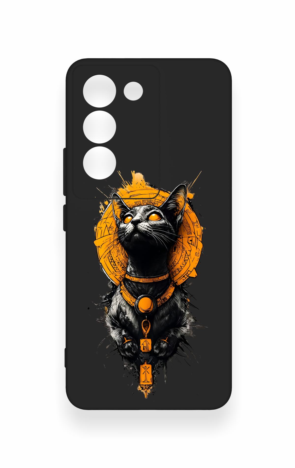 Vivo V30 Lite Uyumlu Mısırlı Kedi Tanrısı Desenli Silikon Kılıf