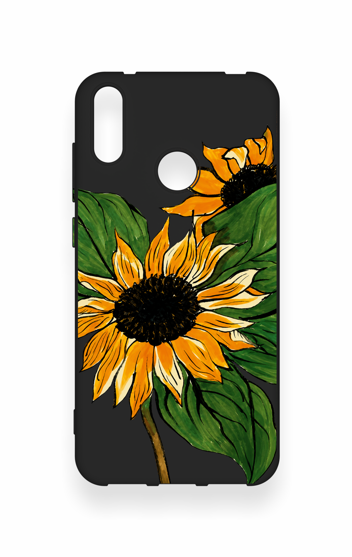 Huawei Y7 2019 Uyumlu Ay Çiçeği Desenli Silikon Kılıf