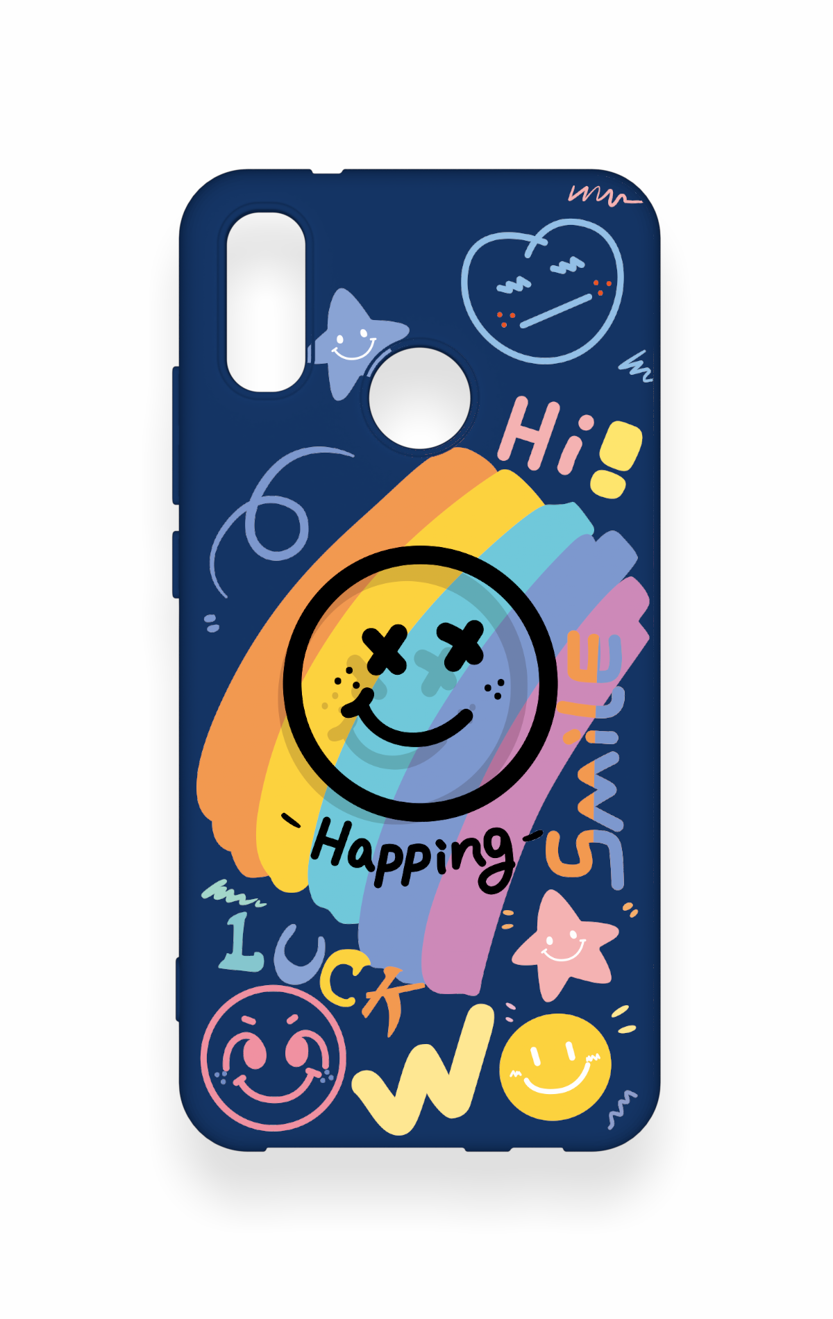 Huawei P20 Lite Uyumlu Happing Smile Desenli Silikon Kılıf