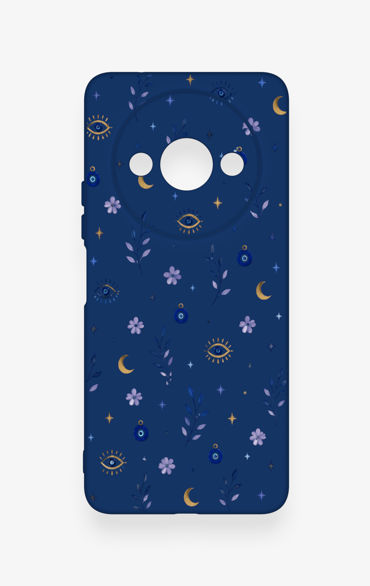 Redmi A3 Uyumlu Mavi Nazar Papatya Desenli Silikon Kılıf