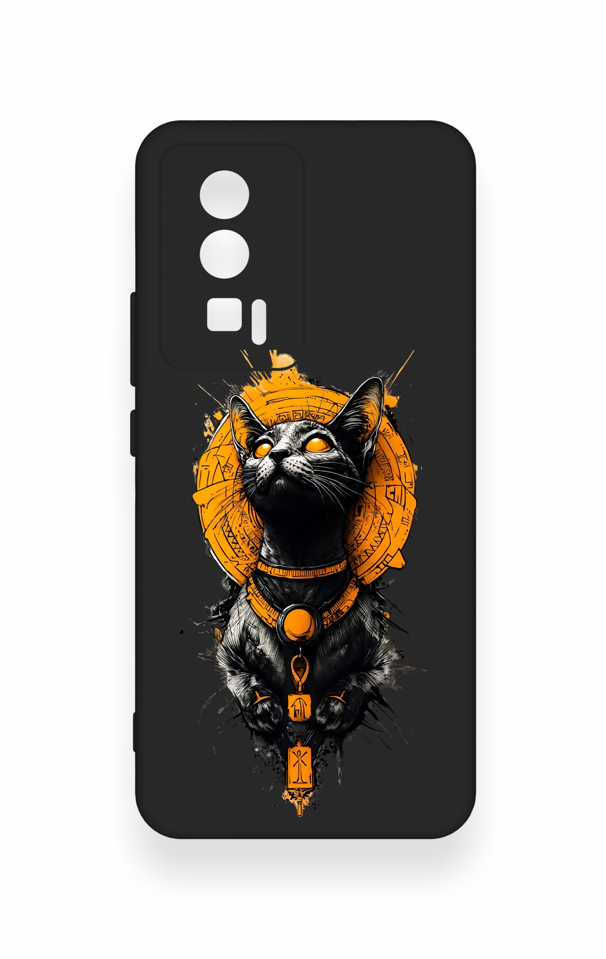 Poco F5 Pro Uyumlu Mısırlı Kedi Tanrısı Desenli Silikon Kılıf
