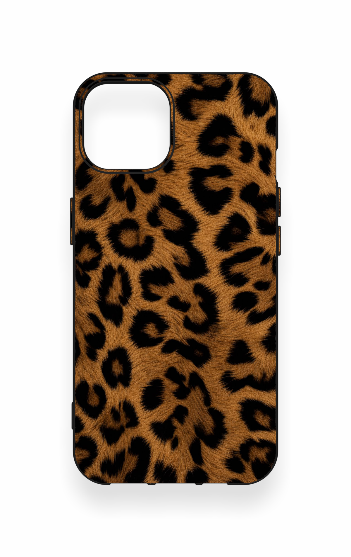 iPhone 13 Uyumlu Koyu Leopar Deri Desenli Silikon Kılıf