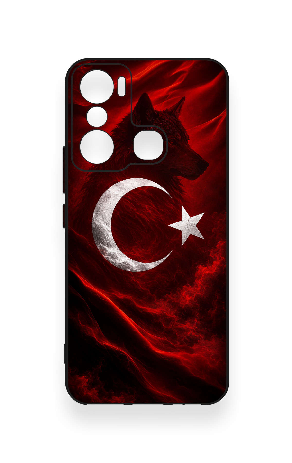 İnfinix Hot 20i Uyumlu Kurt Türk Bayrağı Desenli Silikon Kılıf