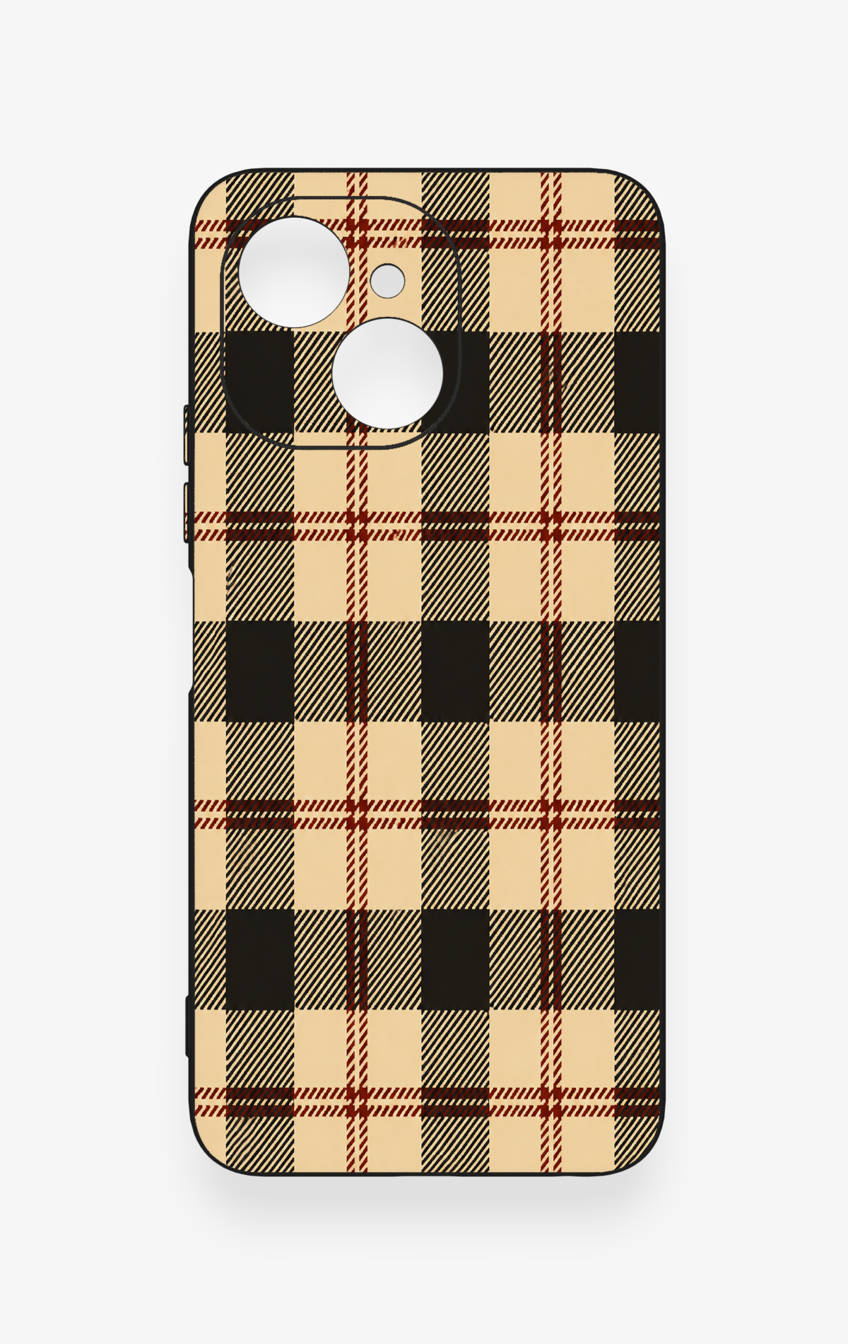 Tecno Spark 40C Uyumlu Krem Ekose Desenli Silikon Kılıf