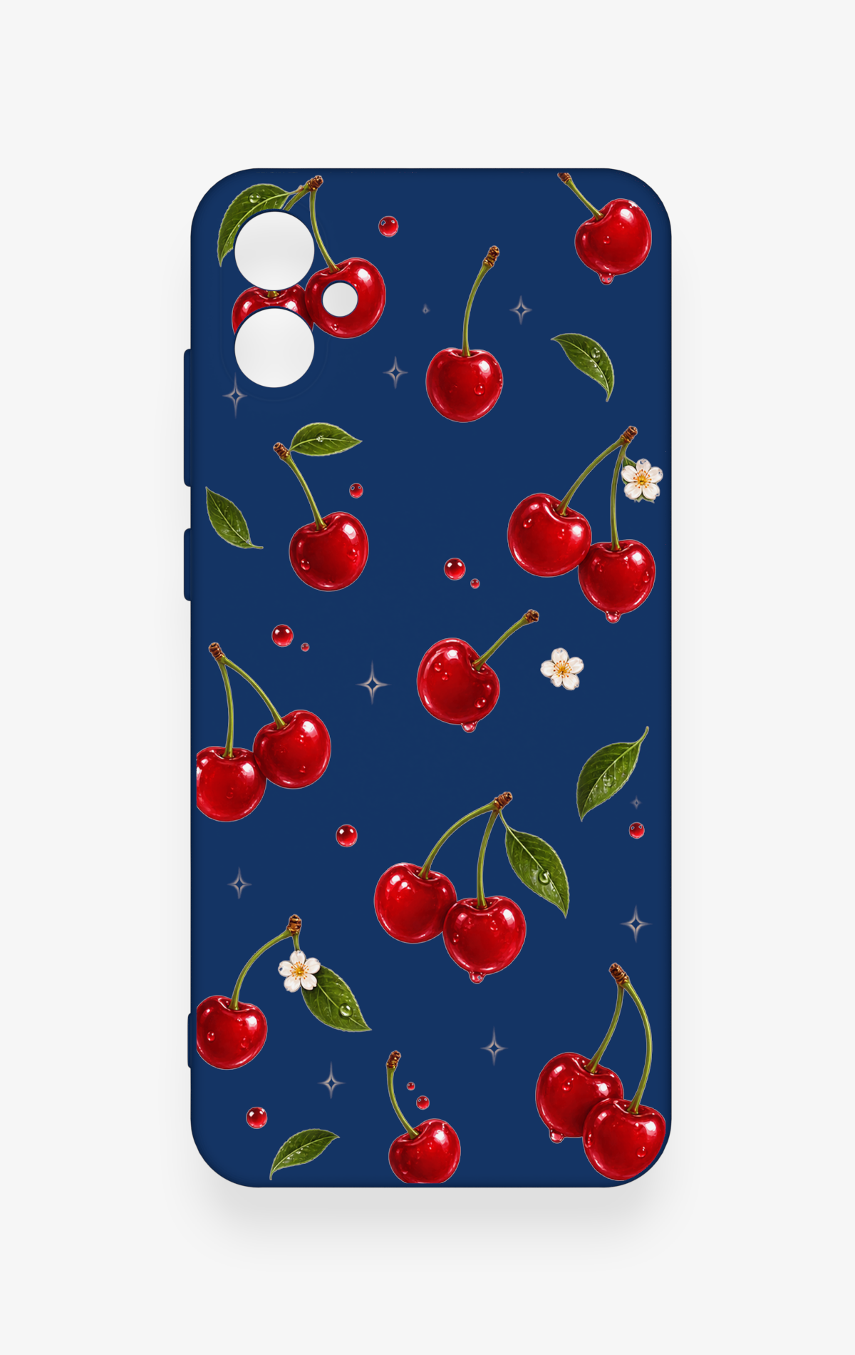 Samsung A05 Uyumlu Kiraz Papatya Desenli Silikon Kılıf