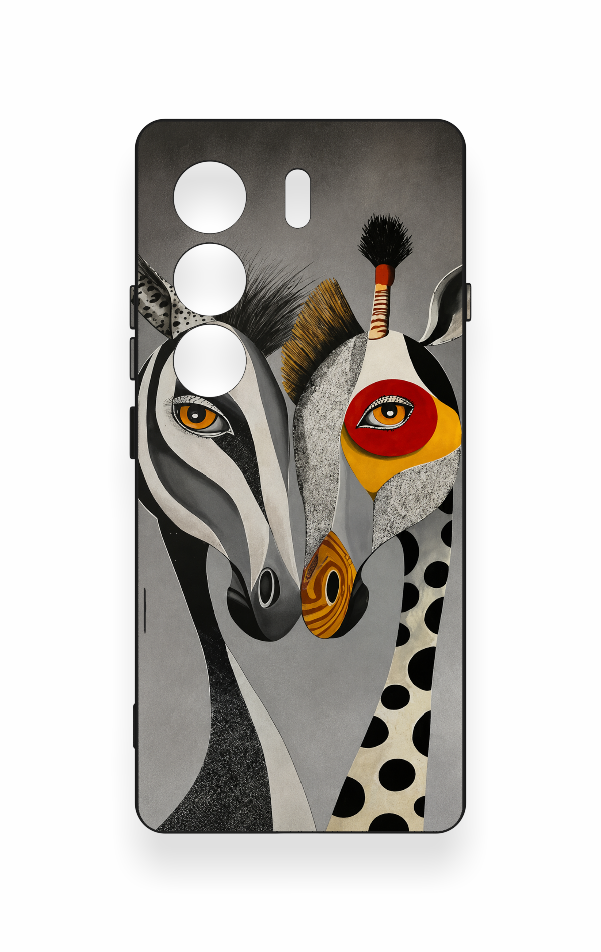 Tecno Camon 40 4G Uyumlu Zebra ve Zürafa Desenli Silikon Kılıf