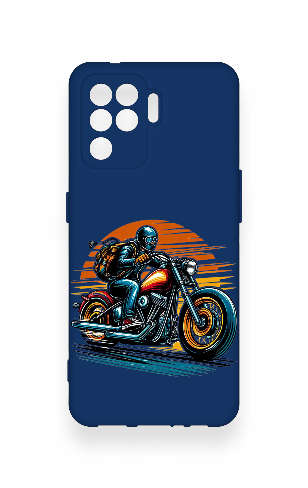 Oppo Reno 5 Lite Uyumlu Moto Rider Desenli Silikon Kılıf