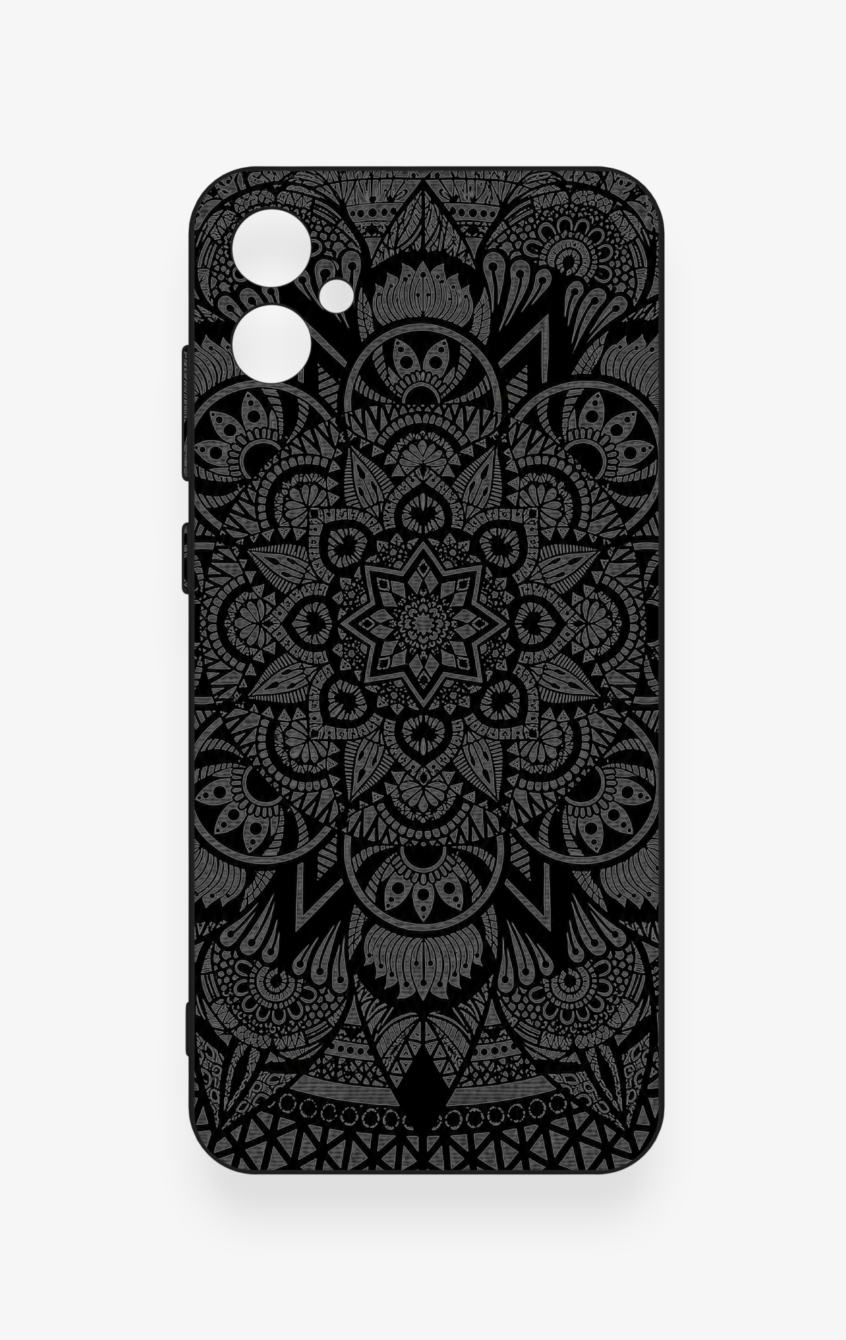 Samsung A05 Uyumlu Siyah Beyaz Mandala Desenli Silikon Kılıf