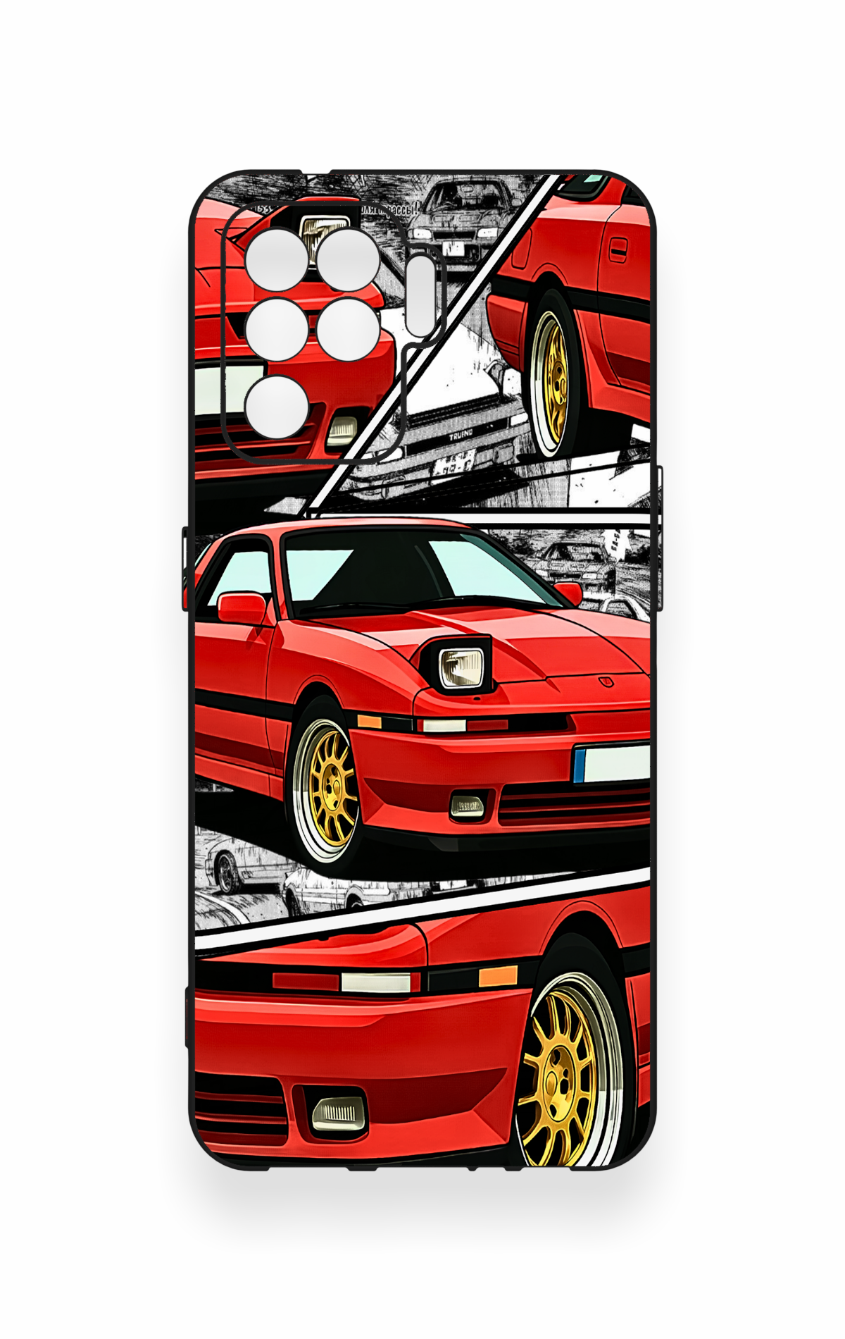 Oppo Reno 5 Lite Uyumlu Kırmızı Supra Desenli Silikon Kılıf