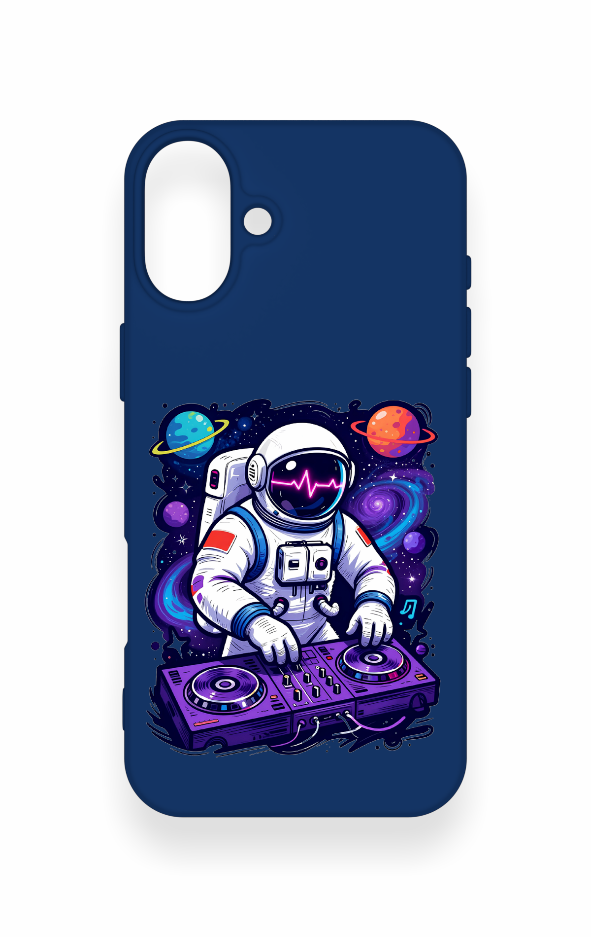 iPhone 16 Plus Uyumlu Astronot DJ Desenli Silikon Kılıf