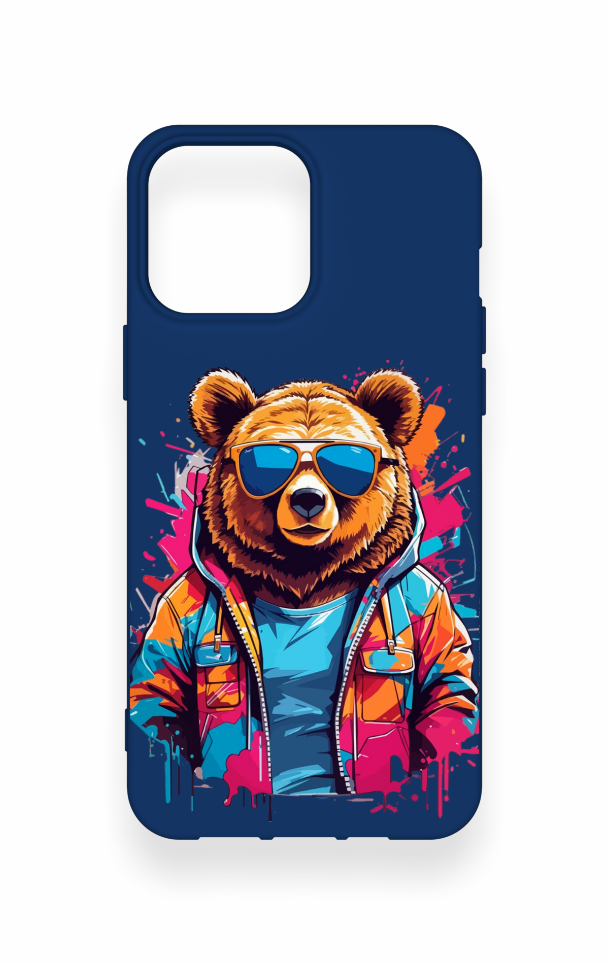 iPhone 13 Pro Max Uyumlu Gözlüklü Ayı Desenli Silikon Kılıf
