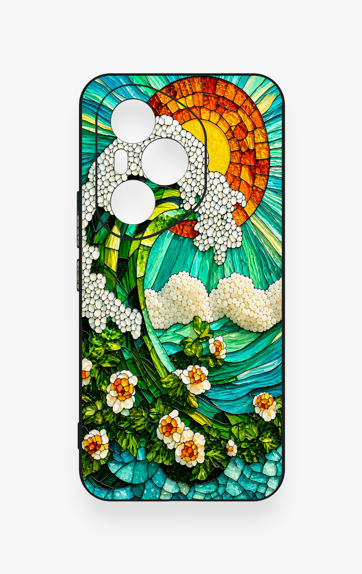 Honor 400 Pro Uyumlu Mozaik Okyanus Dalgası Desenli Silikon Kılıf
