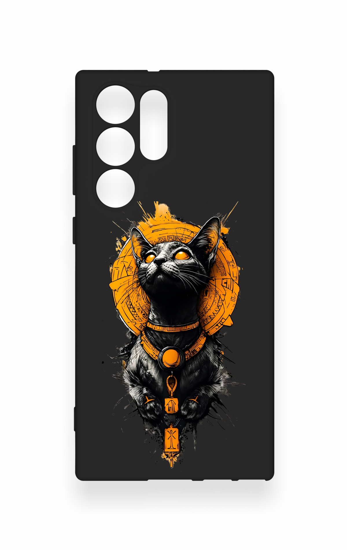 Samsung S22 Ultra Uyumlu Mısırlı Kedi Tanrısı Desenli Silikon Kılıf