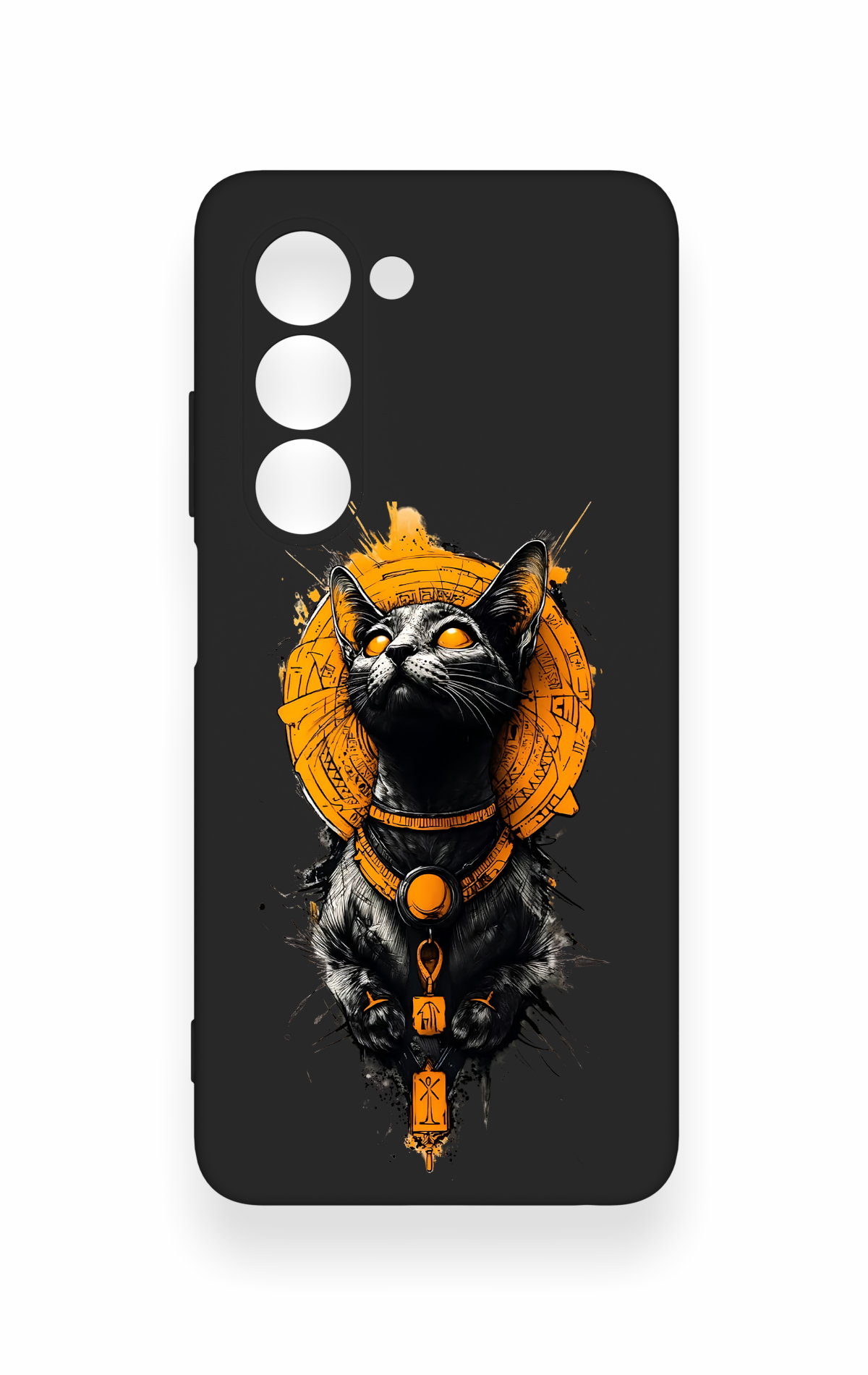 Oppo A5 5G Uyumlu Mısırlı Kedi Tanrısı Desenli Silikon Kılıf