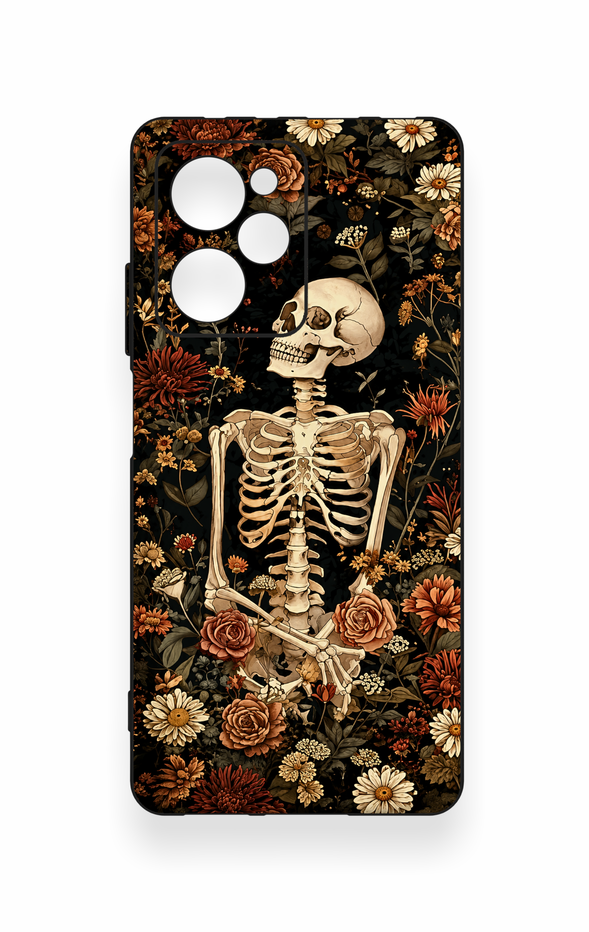 Poco X5 Pro Uyumlu Çiçek İskelet Desenli Silikon Kılıf