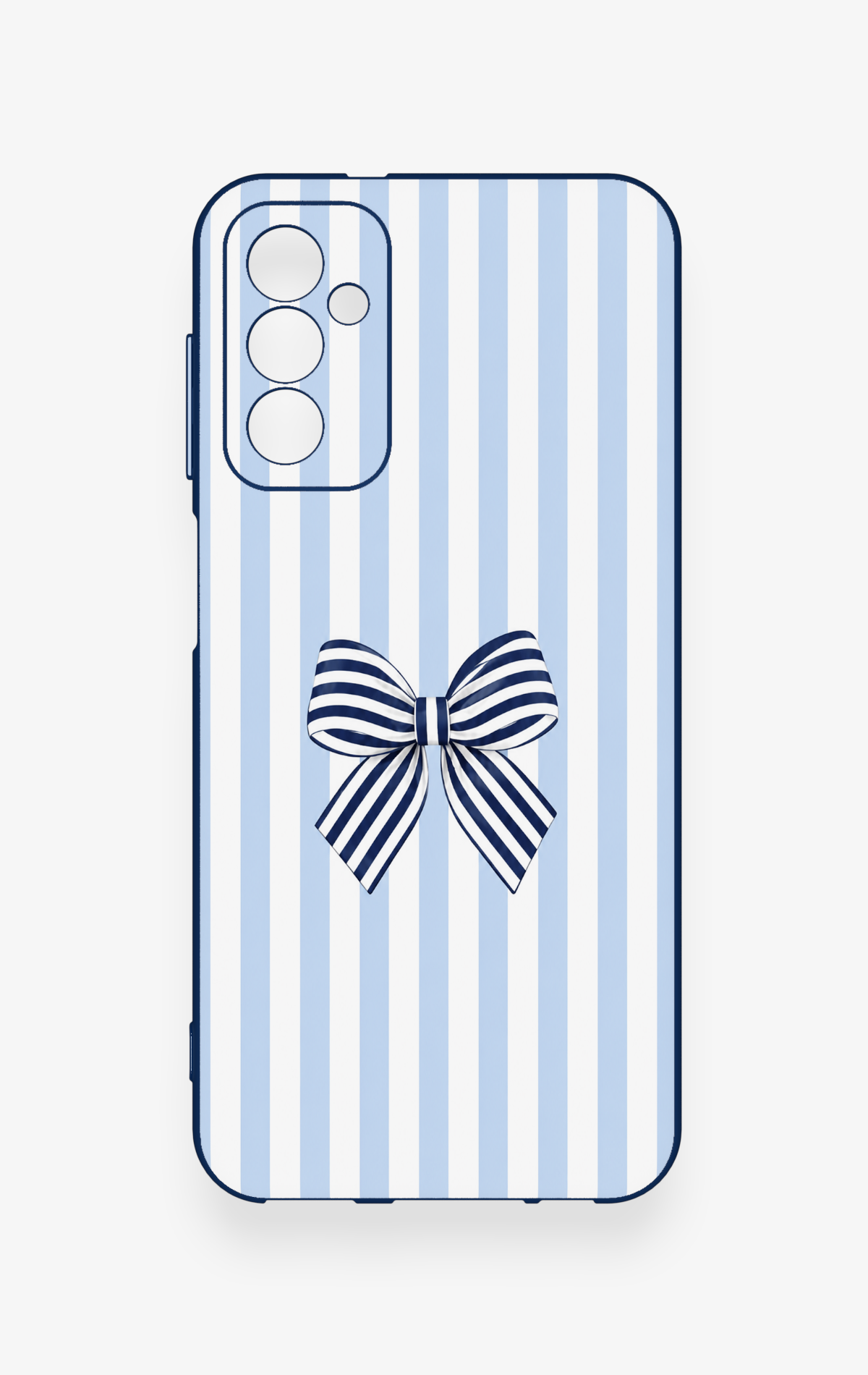 Samsung M13 Uyumlu Mavi Beyaz Kurdele Desenli Silikon Kılıf