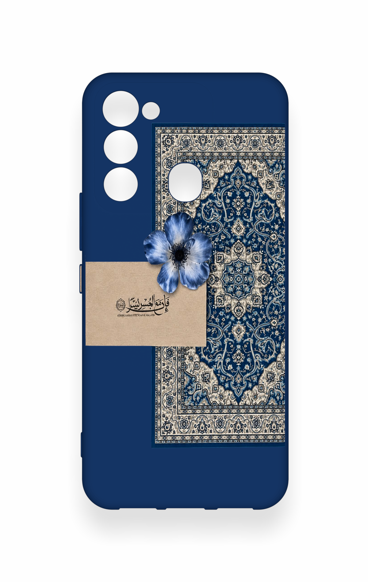 Tecno Spark 8C Uyumlu Mavi Etnik Halı Desenli Silikon Kılıf