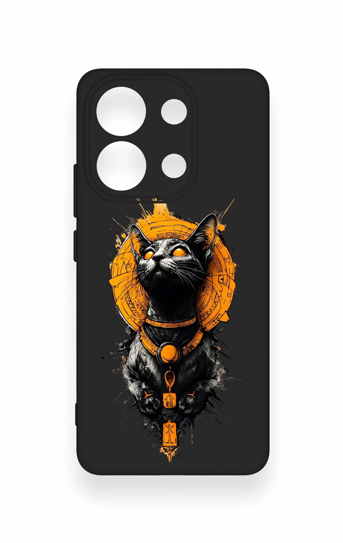 Redmi Note 13 4G Uyumlu Mısırlı Kedi Tanrısı Desenli Silikon Kılıf