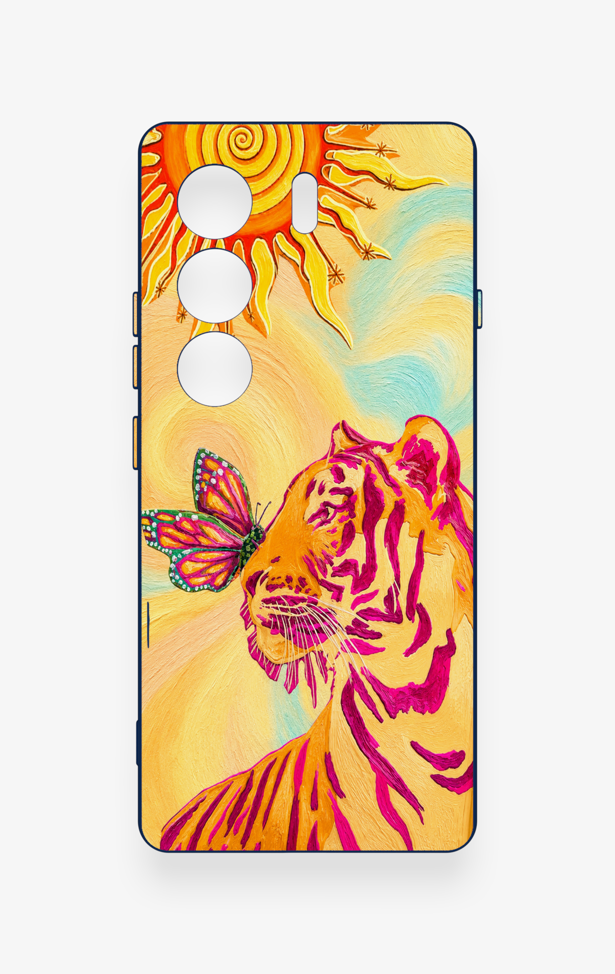 Tecno Camon 40 4G Uyumlu Güneşin Kaplanı Desenli Silikon Kılıf