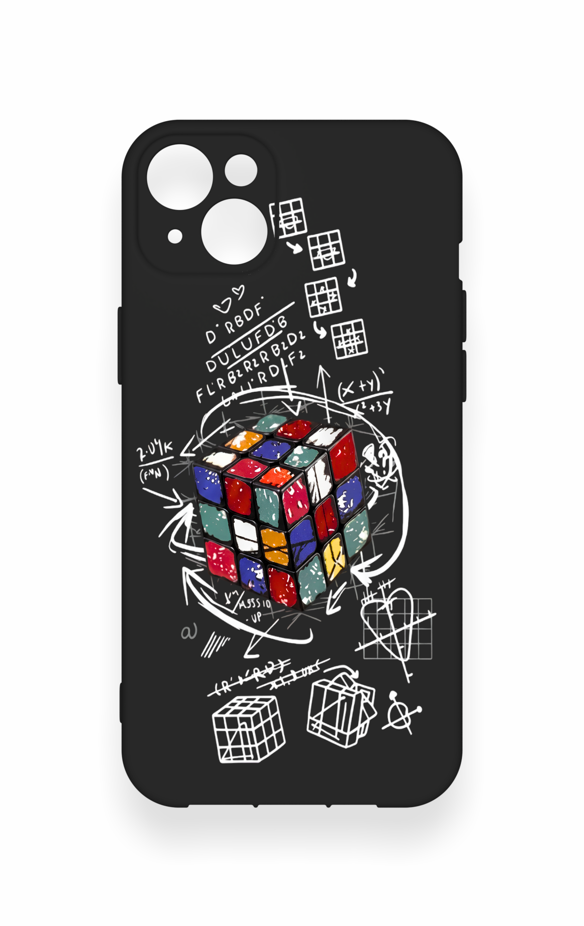 iPhone 14 Plus/15 Plus Uyumlu Rubik Küb Desenli Silikon Kılıf