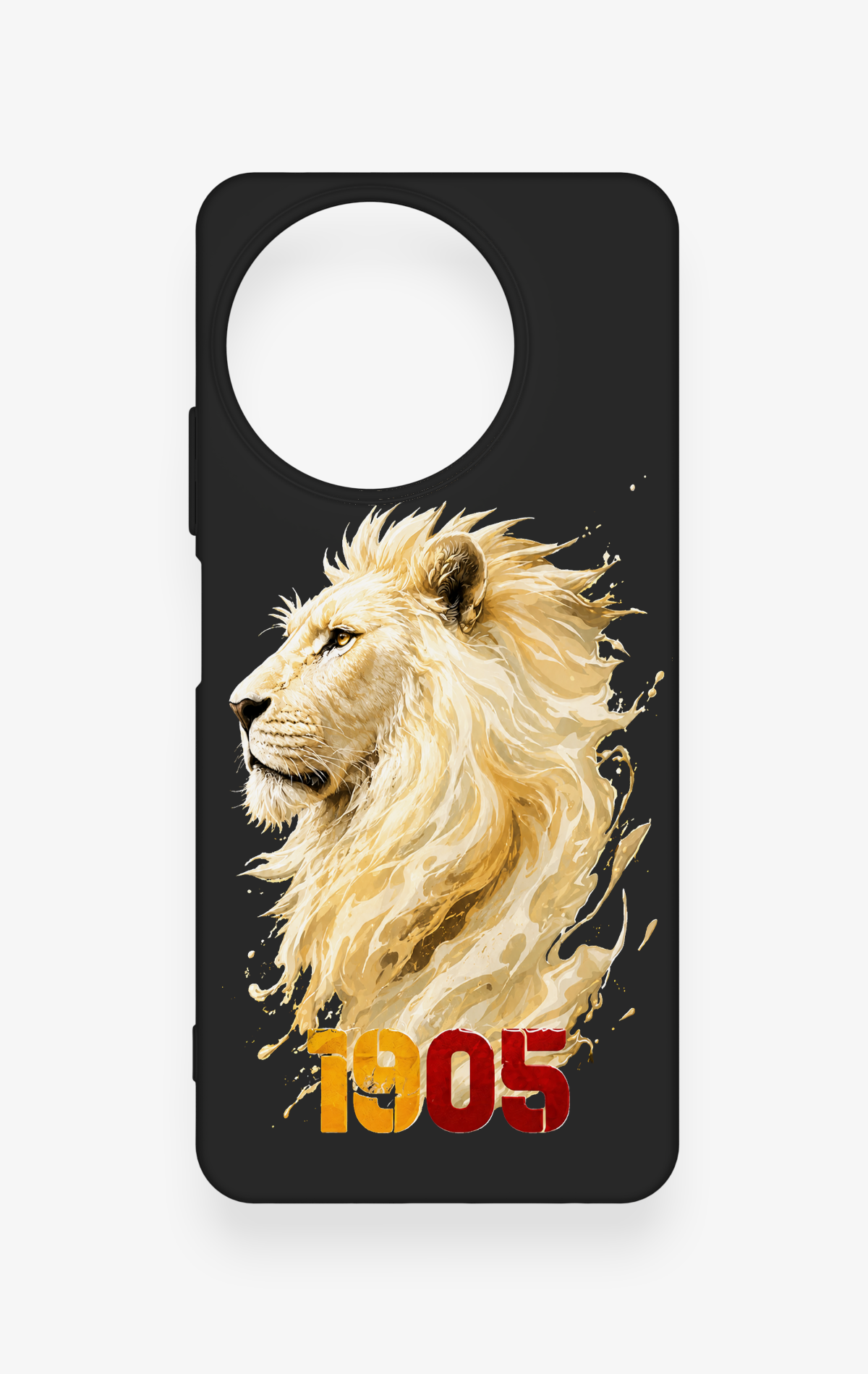 Realme 11 Uyumlu Sarı Kırmızı 1905 Aslan Desenli Silikon Kılıf
