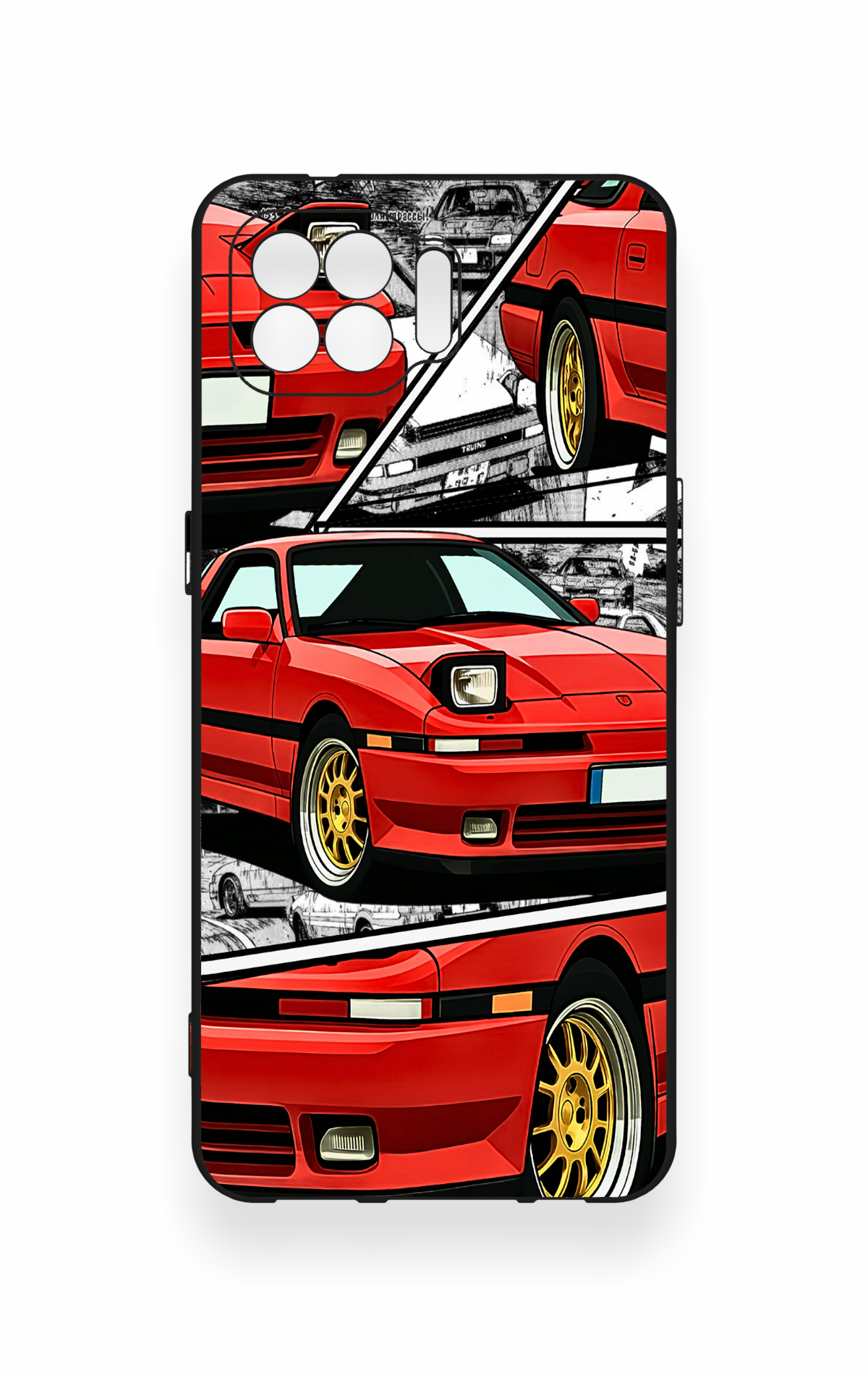 Oppo Reno 4 Lite Uyumlu Kırmızı Supra Desenli Silikon Kılıf