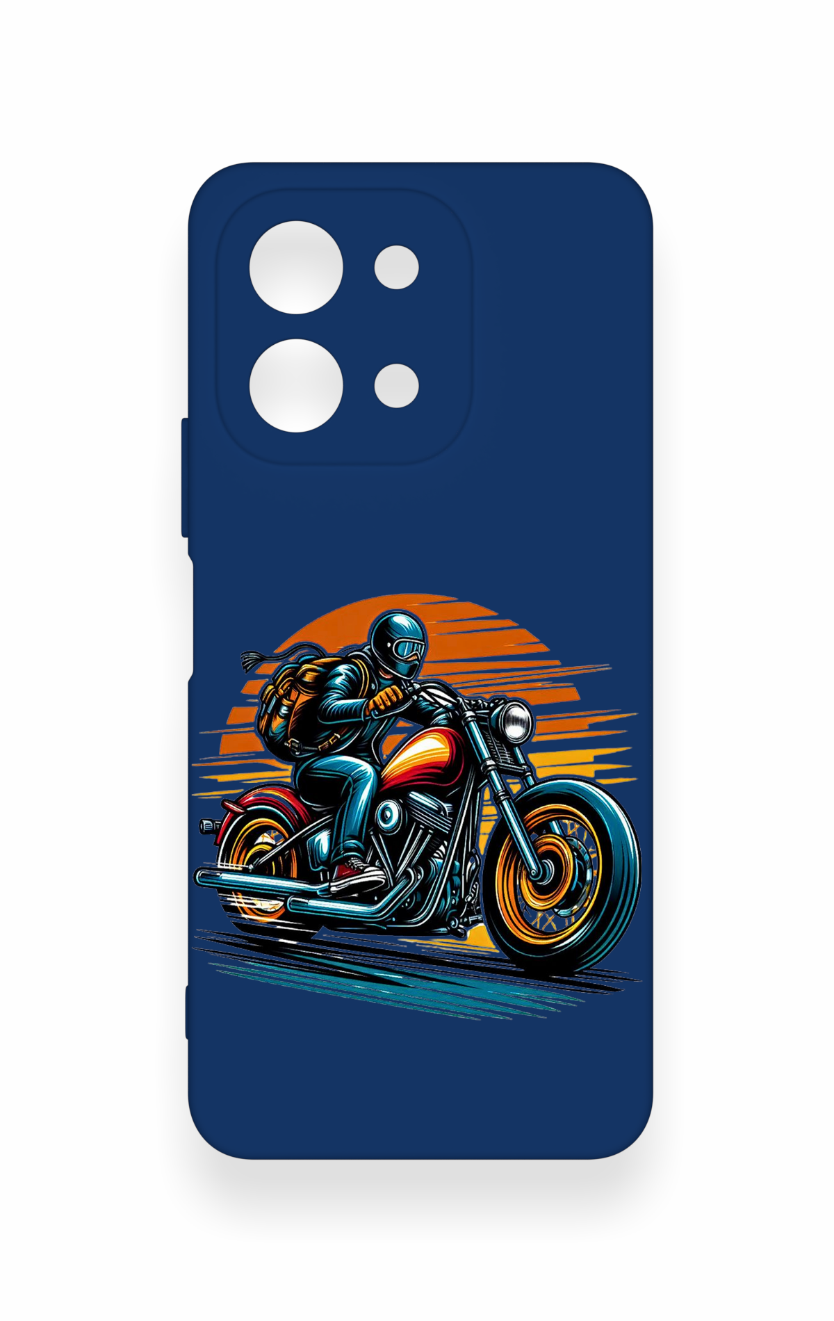 Vivo Y28 Uyumlu Moto Rider Desenli Silikon Kılıf
