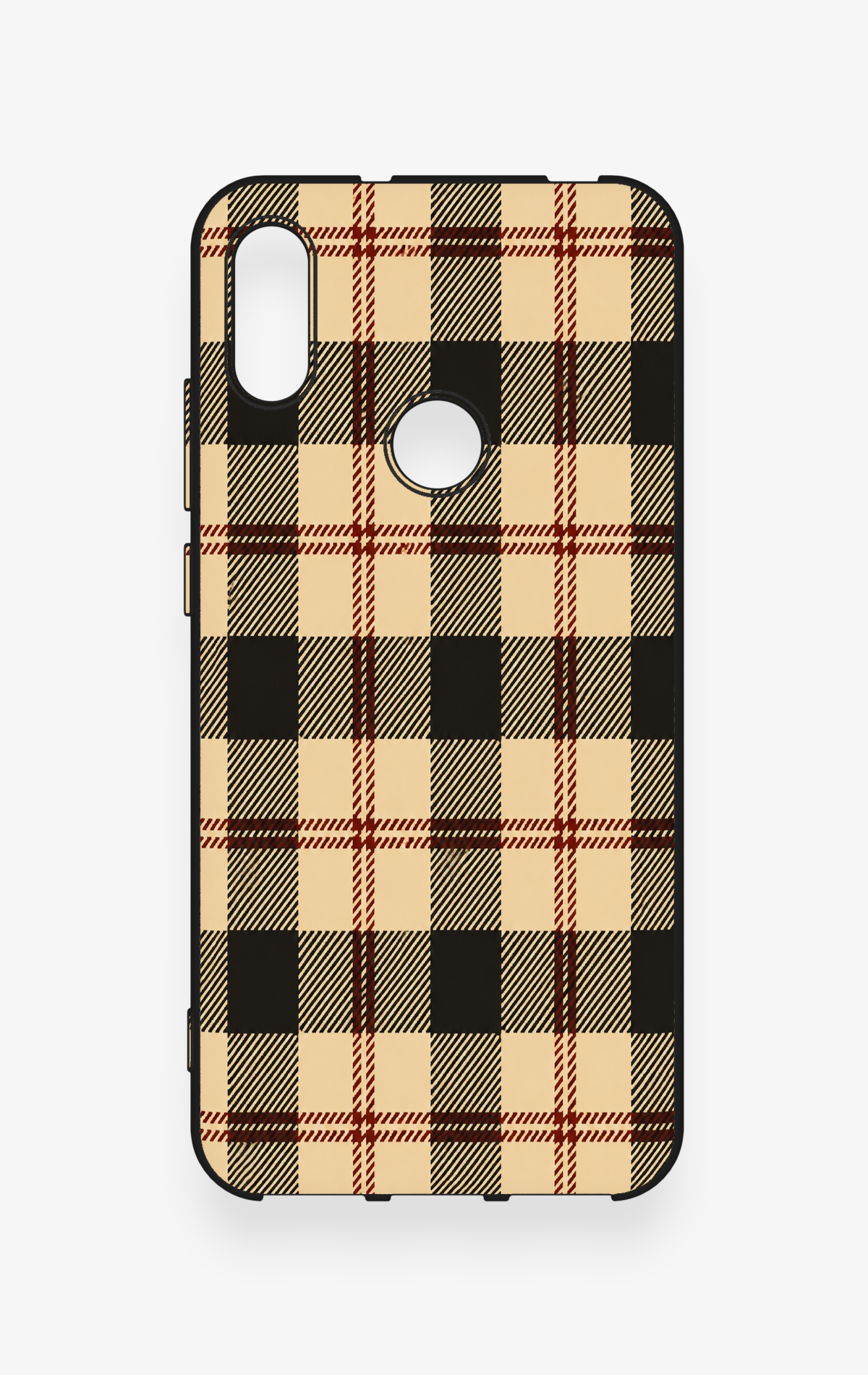 Huawei Y6 2019 Uyumlu Krem Ekose Desenli Silikon Kılıf