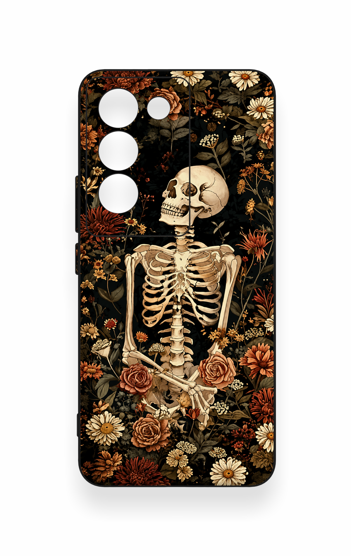 Vivo V30 Lite Uyumlu Çiçek İskelet Desenli Silikon Kılıf