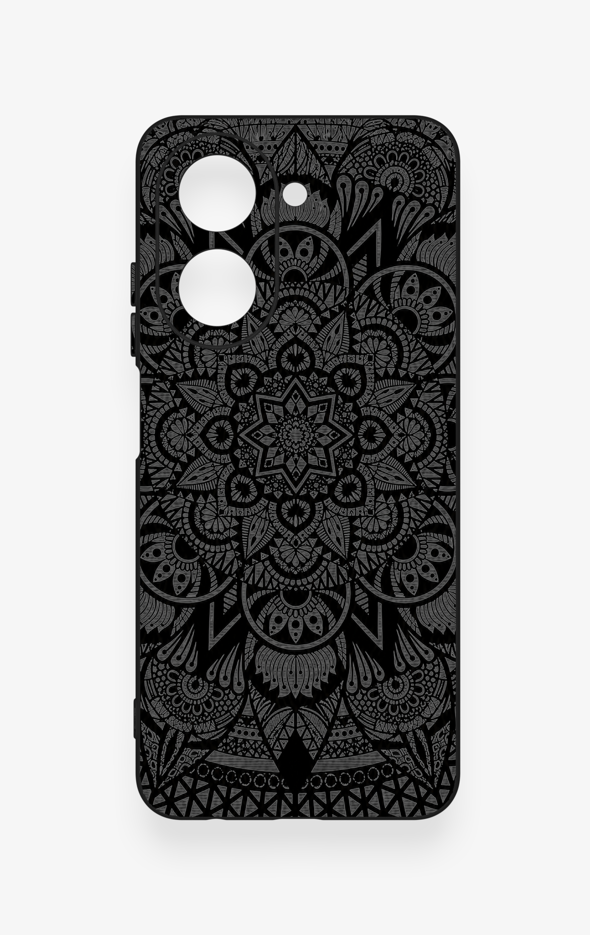 Redmi A5 Uyumlu Siyah Beyaz Mandala Desenli Silikon Kılıf