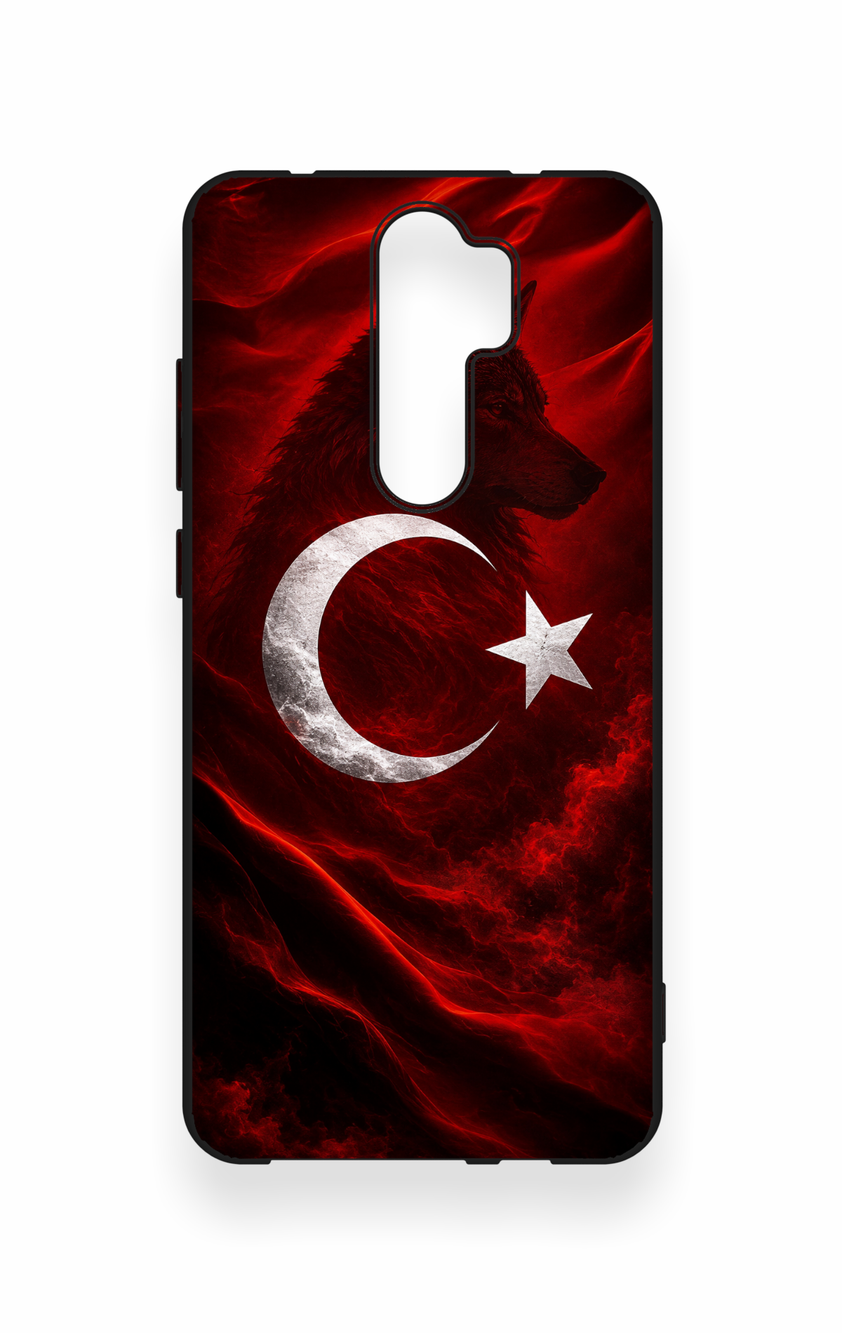 Redmi Note 8 Pro Uyumlu Kurt Türk Bayrağı Desenli Silikon Kılıf