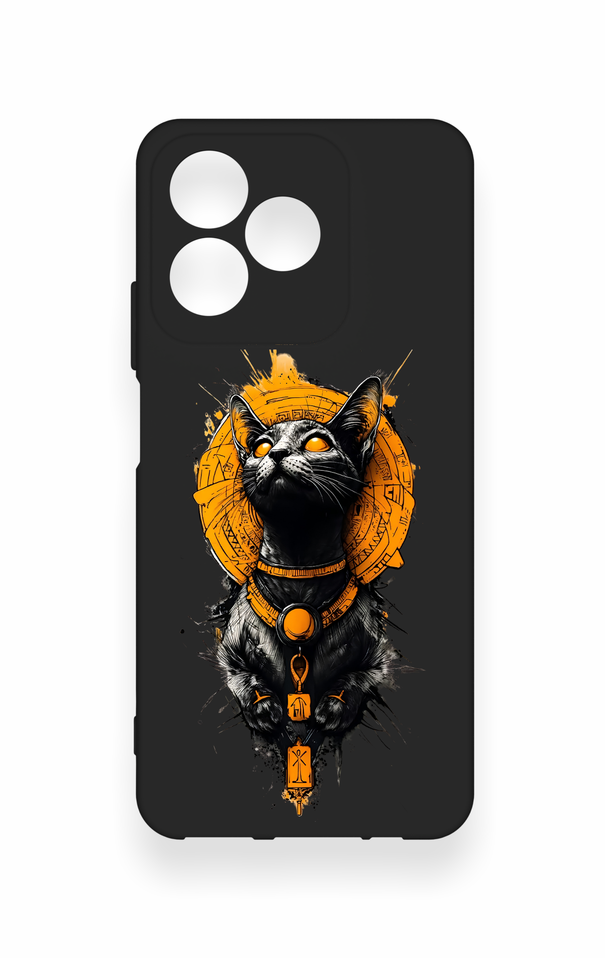 Realme C53 Uyumlu Mısırlı Kedi Tanrısı Desenli Silikon Kılıf