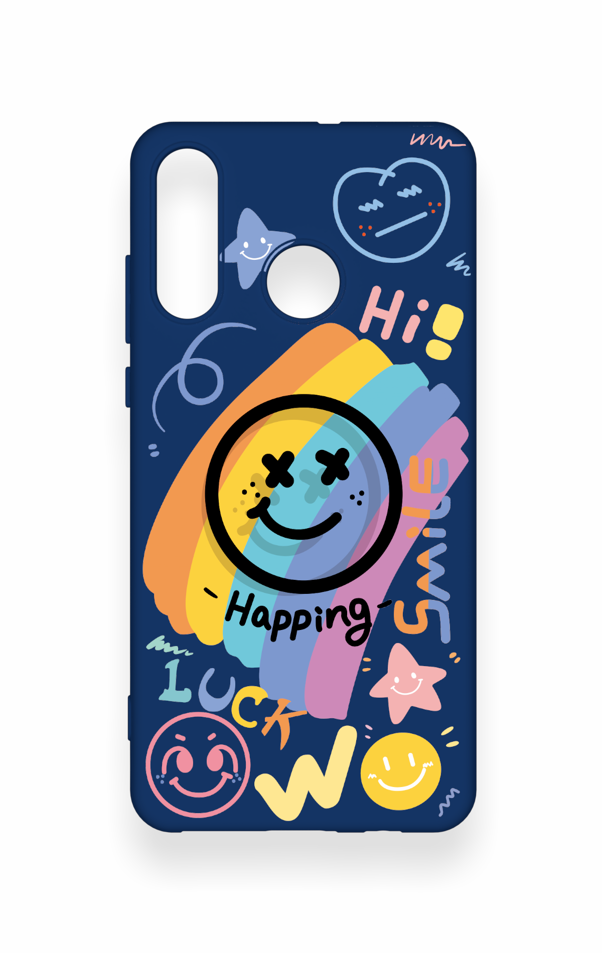 Huawei P30 Lite Uyumlu Happing Smile Desenli Silikon Kılıf
